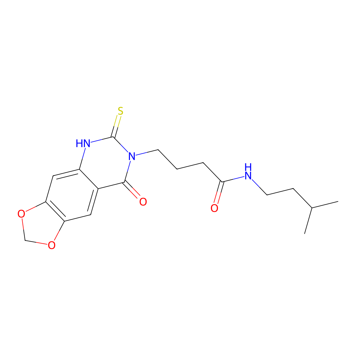 N-(3-methylbutyl)-4-(8-oxo-6-sulfanylidene-5H-[1,3]dioxolo[4,5-g]quinazolin-7-yl)butanamide molecular structure, CAS 688054-17-3