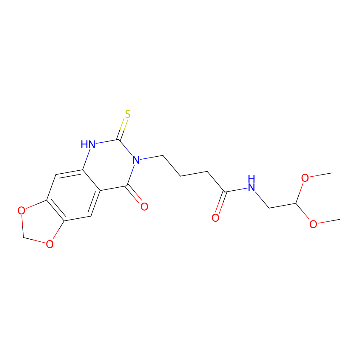 N-(2,2-dimethoxyethyl)-4-(8-oxo-6-thioxo-5,6-dihydro-[1,3]dioxolo[4,5-g]quinazolin-7(8H)-yl)butanamide molecular structure, CAS 688054-23-1