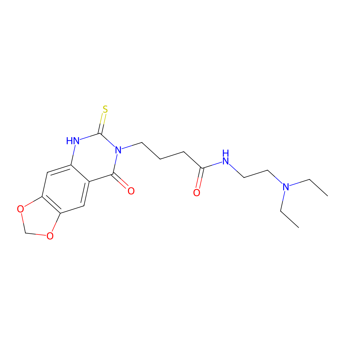 N-(2-(diethylamino)ethyl)-4-(8-oxo-6-thioxo-5,6-dihydro-[1,3]dioxolo[4,5-g]quinazolin-7(8H)-yl)butanamide molecular structure, CAS 688054-25-3