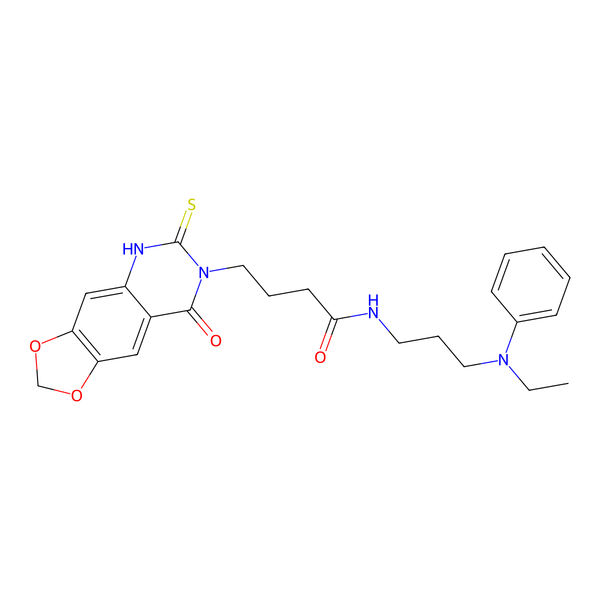 N-[3-(N-ethylanilino)propyl]-4-(8-oxo-6-sulfanylidene-5H-[1,3]dioxolo[4,5-g]quinazolin-7-yl)butanamide molecular structure, CAS 688054-33-3