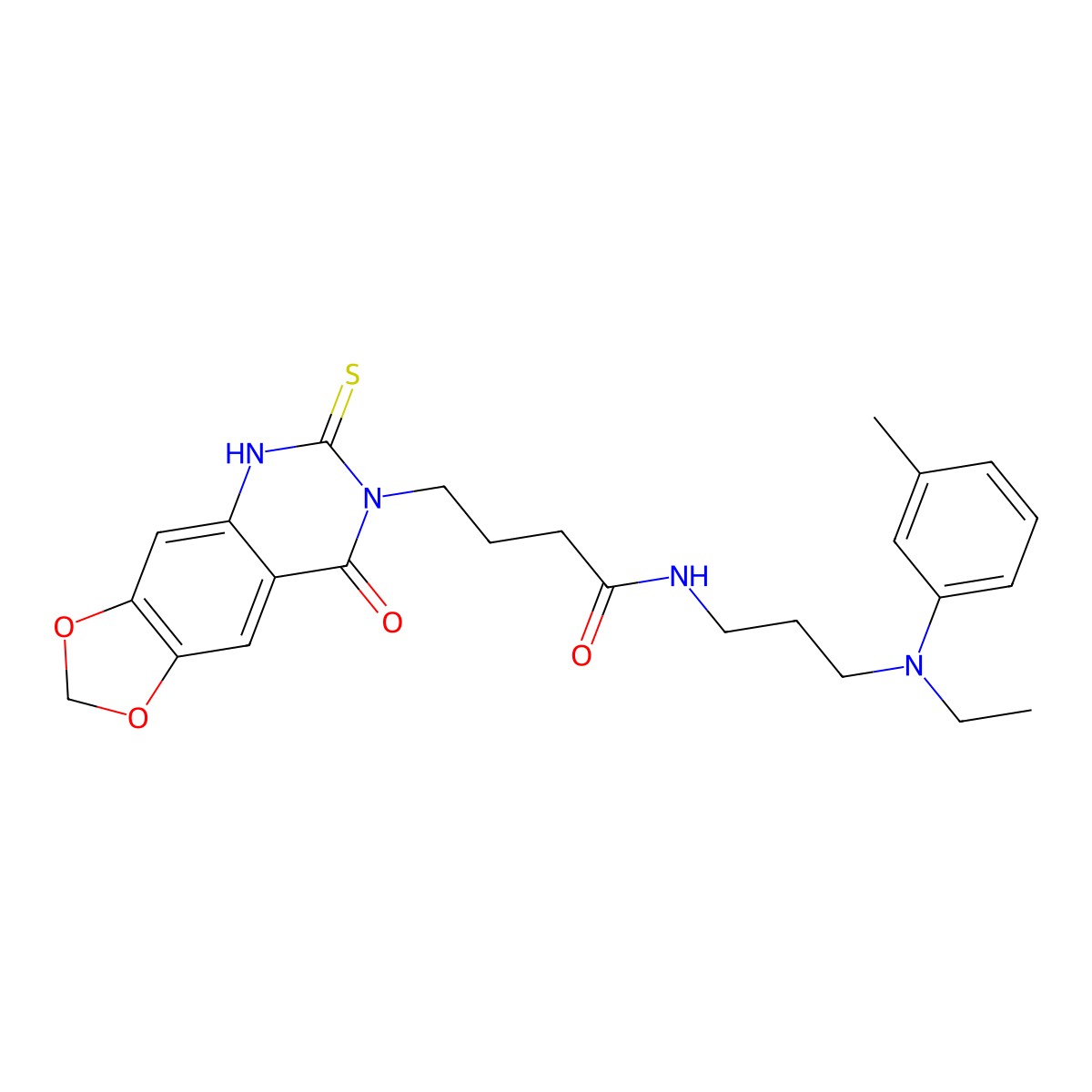 N-[3-(N-ethyl-3-methylanilino)propyl]-4-(8-oxo-6-sulfanylidene-5H-[1,3]dioxolo[4,5-g]quinazolin-7-yl)butanamide molecular structure, CAS 688054-34-4
