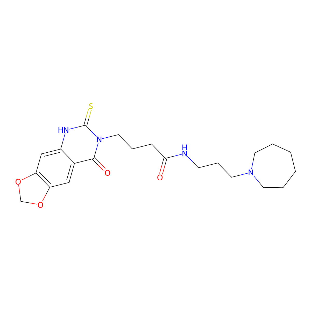 N-[3-(azepan-1-yl)propyl]-4-(8-oxo-6-sulfanylidene-5H-[1,3]dioxolo[4,5-g]quinazolin-7-yl)butanamide molecular structure, CAS 688054-37-7