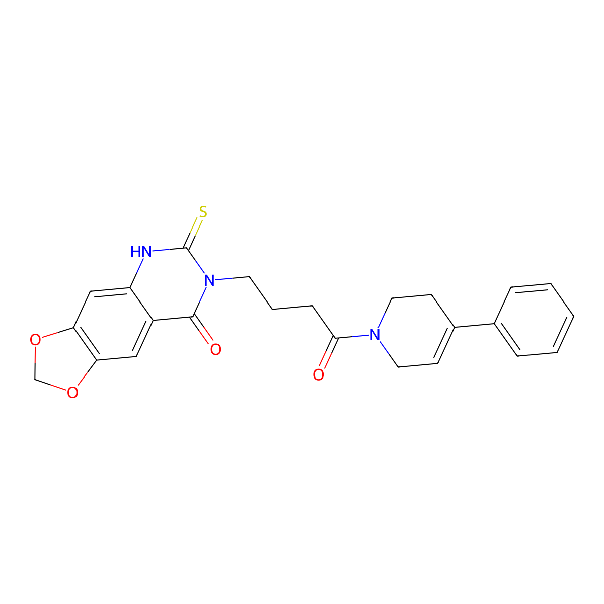 7-[4-oxo-4-(4-phenyl-3,6-dihydro-2H-pyridin-1-yl)butyl]-6-sulfanylidene-5H-[1,3]dioxolo[4,5-g]quinazolin-8-one molecular structure, CAS 688054-41-3