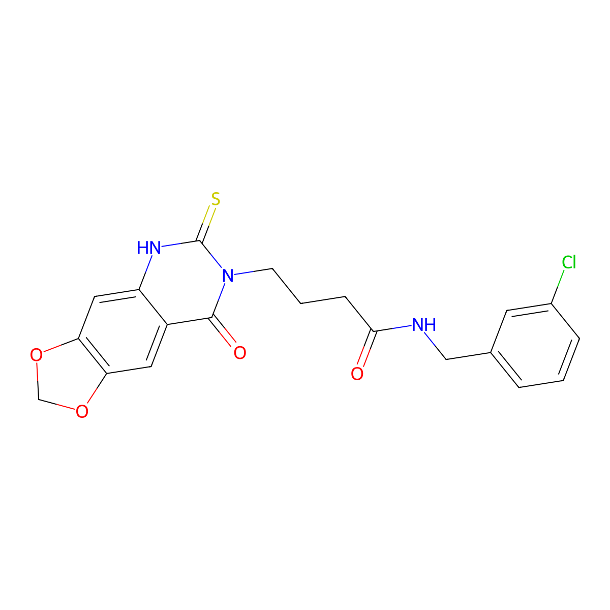 N-[(3-chlorophenyl)methyl]-4-(8-oxo-6-sulfanylidene-5H-[1,3]dioxolo[4,5-g]quinazolin-7-yl)butanamide molecular structure, CAS 688054-50-4