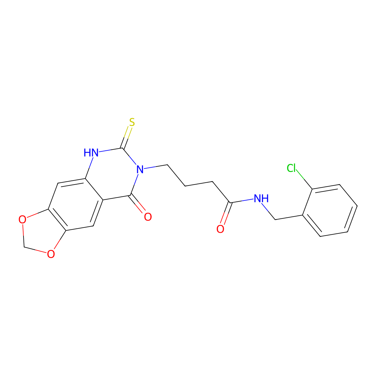N-[(2-chlorophenyl)methyl]-4-(8-oxo-6-sulfanylidene-5H-[1,3]dioxolo[4,5-g]quinazolin-7-yl)butanamide molecular structure, CAS 688054-51-5