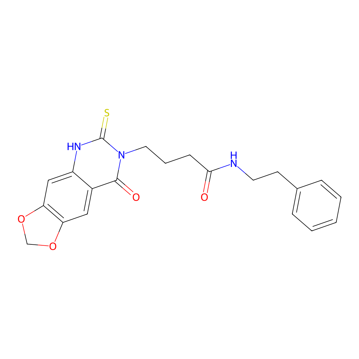 4-(8-oxo-6-thioxo-5,6-dihydro-[1,3]dioxolo[4,5-g]quinazolin-7(8H)-yl)-N-phenethylbutanamide molecular structure, CAS 688054-53-7