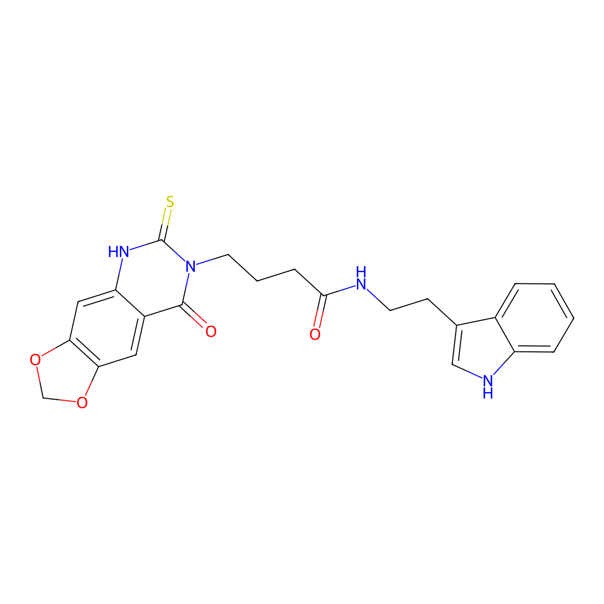 N-[2-(1H-indol-3-yl)ethyl]-4-(8-oxo-6-sulfanylidene-5H-[1,3]dioxolo[4,5-g]quinazolin-7-yl)butanamide molecular structure, CAS 688054-57-1