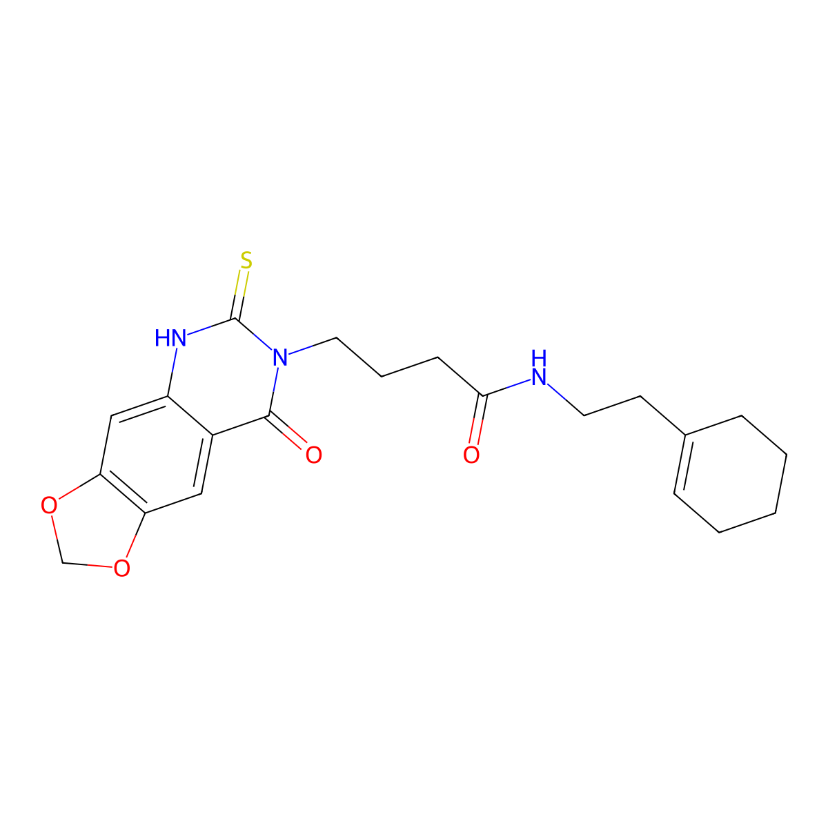 N-(2-(cyclohex-1-en-1-yl)ethyl)-4-(8-oxo-6-thioxo-5,6-dihydro-[1,3]dioxolo[4,5-g]quinazolin-7(8H)-yl)butanamide molecular structure, CAS 688054-58-2