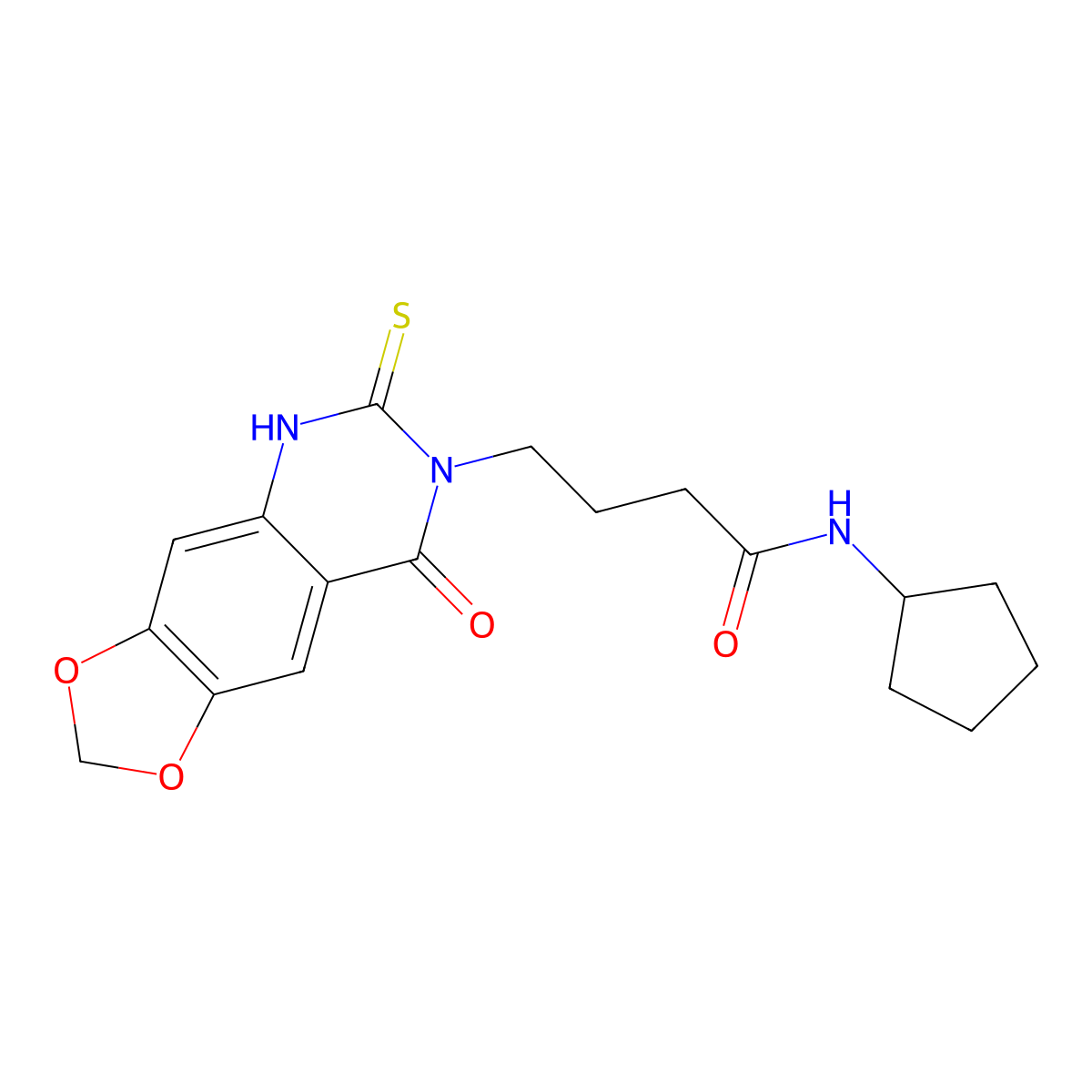 N-cyclopentyl-4-(8-oxo-6-sulfanylidene-5H-[1,3]dioxolo[4,5-g]quinazolin-7-yl)butanamide molecular structure, CAS 688054-64-0
