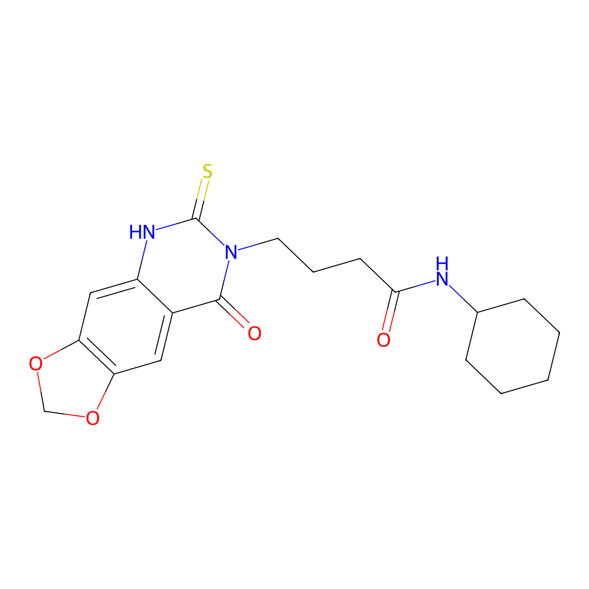 N-cyclohexyl-4-(8-oxo-6-sulfanylidene-5H-[1,3]dioxolo[4,5-g]quinazolin-7-yl)butanamide molecular structure, CAS 688054-65-1