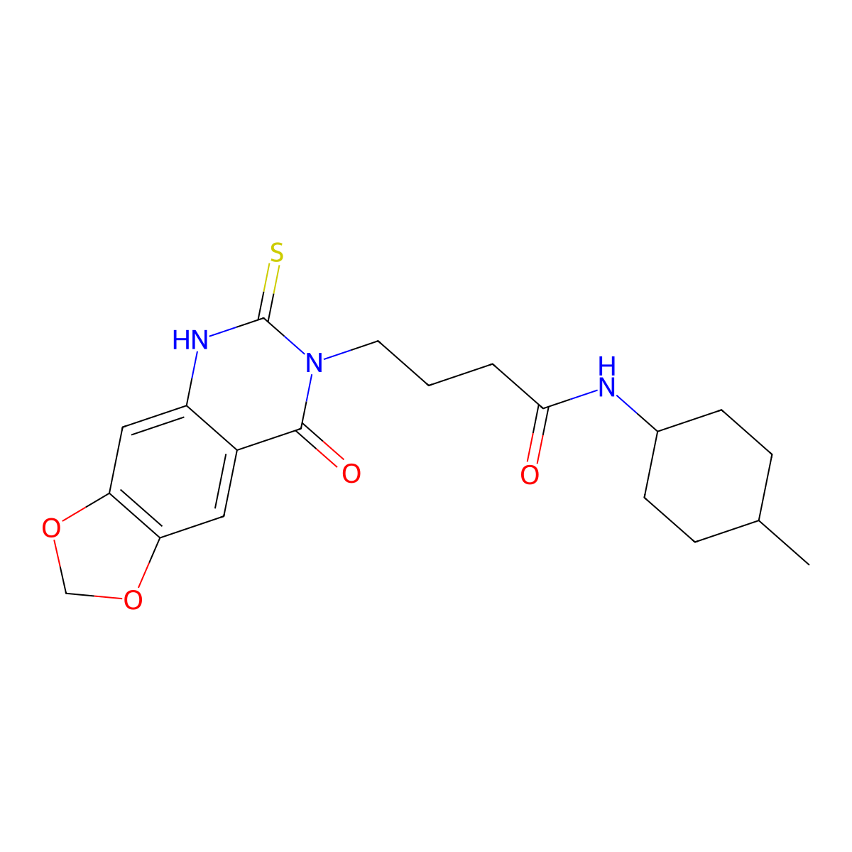 N-(4-methylcyclohexyl)-4-(8-oxo-6-sulfanylidene-5H-[1,3]dioxolo[4,5-g]quinazolin-7-yl)butanamide molecular structure, CAS 688054-66-2
