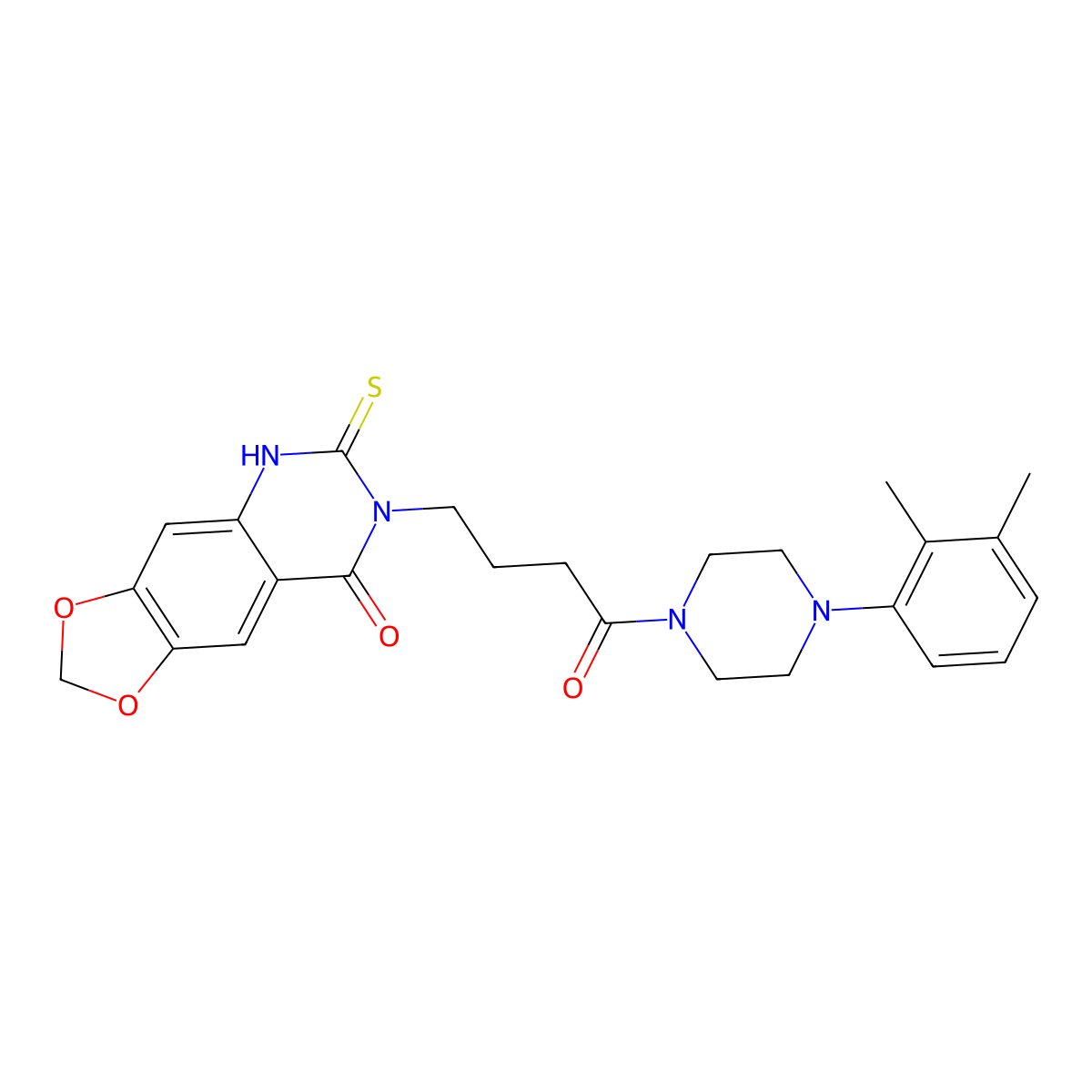 7-{4-[4-(2,3-dimethylphenyl)piperazin-1-yl]-4-oxobutyl}-6-thioxo-6,7-dihydro[1,3]dioxolo[4,5-g]quinazolin-8(5H)-one molecular structure, CAS 688054-71-9