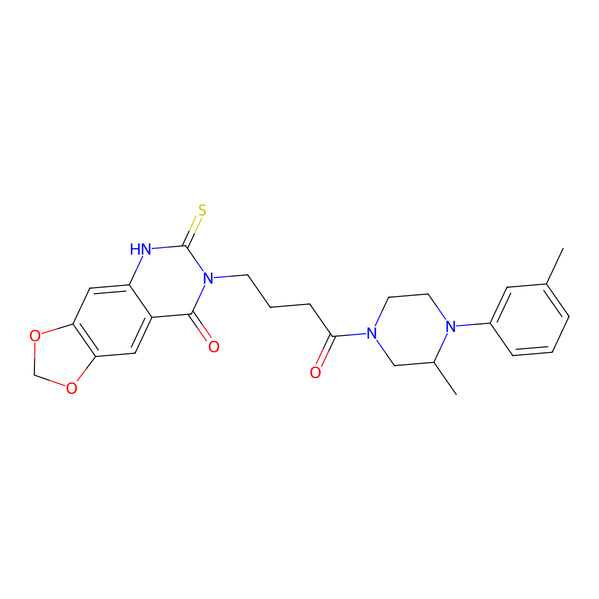 7-[4-[3-methyl-4-(3-methylphenyl)piperazin-1-yl]-4-oxobutyl]-6-sulfanylidene-5H-[1,3]dioxolo[4,5-g]quinazolin-8-one molecular structure, CAS 688054-72-0
