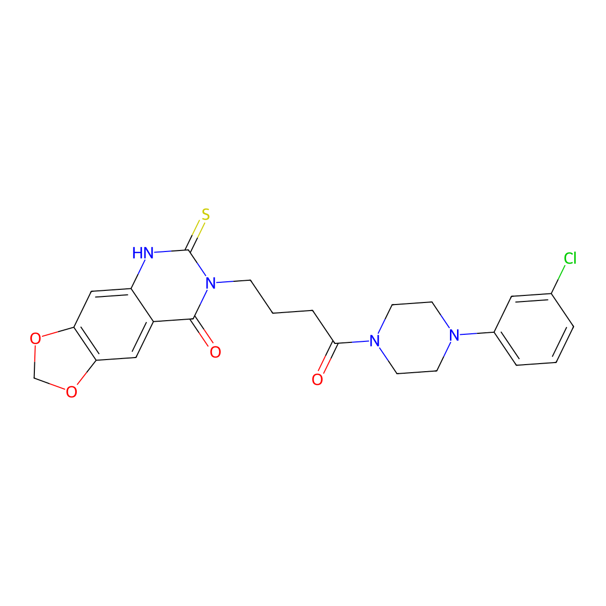 7-[4-[4-(3-chlorophenyl)piperazin-1-yl]-4-oxobutyl]-6-sulfanylidene-5H-[1,3]dioxolo[4,5-g]quinazolin-8-one molecular structure, CAS 688054-75-3