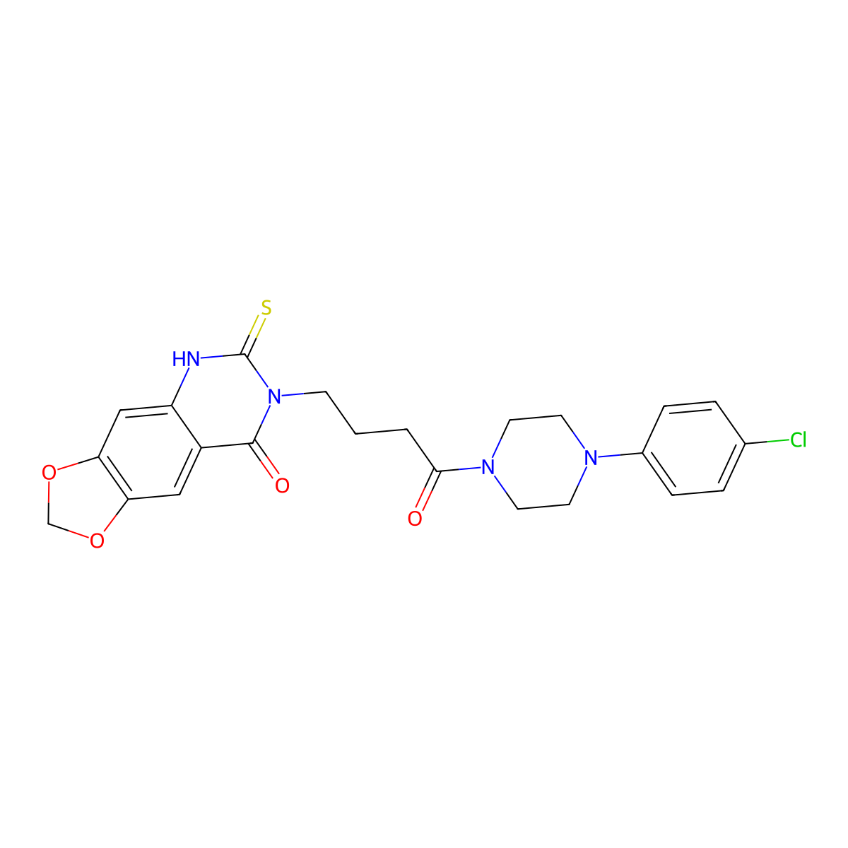 7-{4-[4-(4-chlorophenyl)piperazin-1-yl]-4-oxobutyl}-6-thioxo-6,7-dihydro[1,3]dioxolo[4,5-g]quinazolin-8(5H)-one molecular structure, CAS 688054-77-5