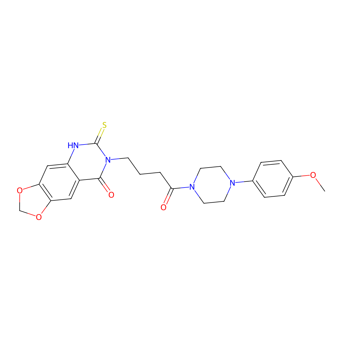 7-{4-[4-(4-methoxyphenyl)piperazin-1-yl]-4-oxobutyl}-6-thioxo-6,7-dihydro[1,3]dioxolo[4,5-g]quinazolin-8(5H)-one molecular structure, CAS 688054-78-6