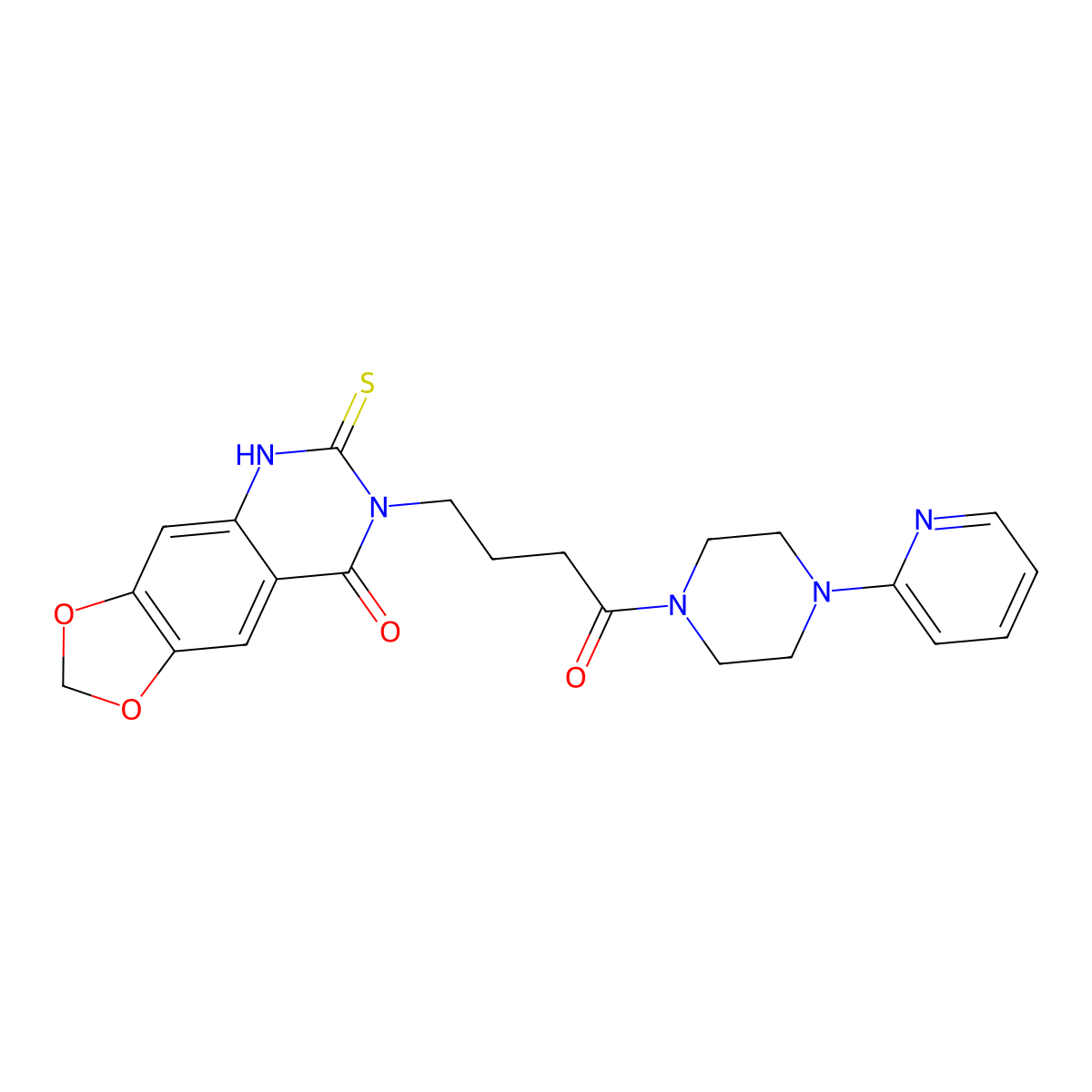 7-[4-oxo-4-(4-pyridin-2-ylpiperazin-1-yl)butyl]-6-thioxo-6,7-dihydro[1,3]dioxolo[4,5-g]quinazolin-8(5H)-one molecular structure, CAS 688054-82-2