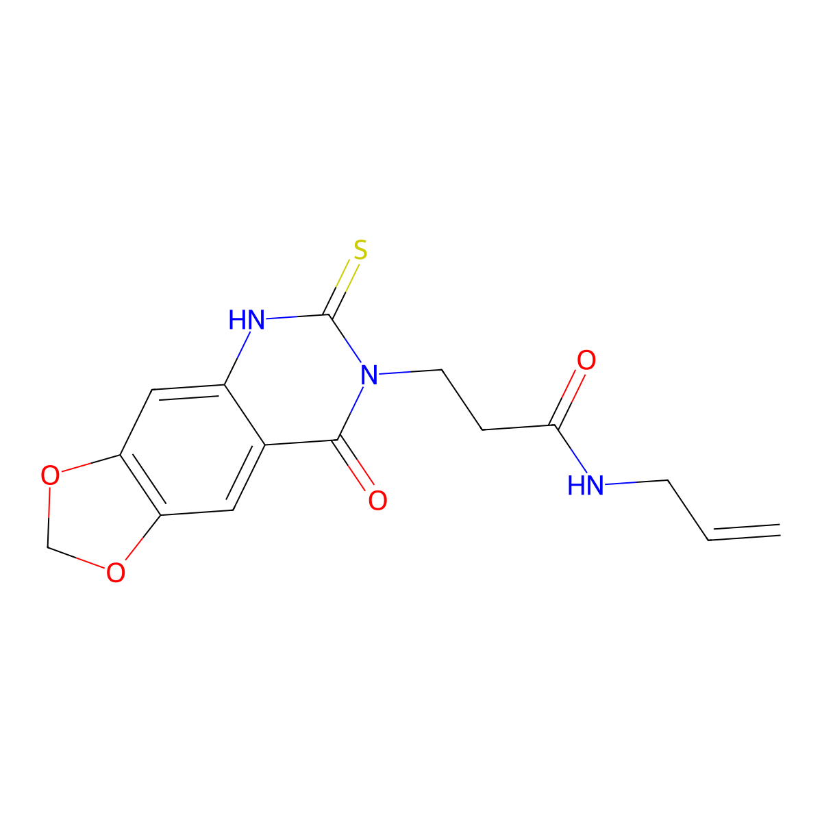 3-(8-oxo-6-sulfanylidene-5H-[1,3]dioxolo[4,5-g]quinazolin-7-yl)-N-prop-2-enylpropanamide molecular structure, CAS 688054-84-4