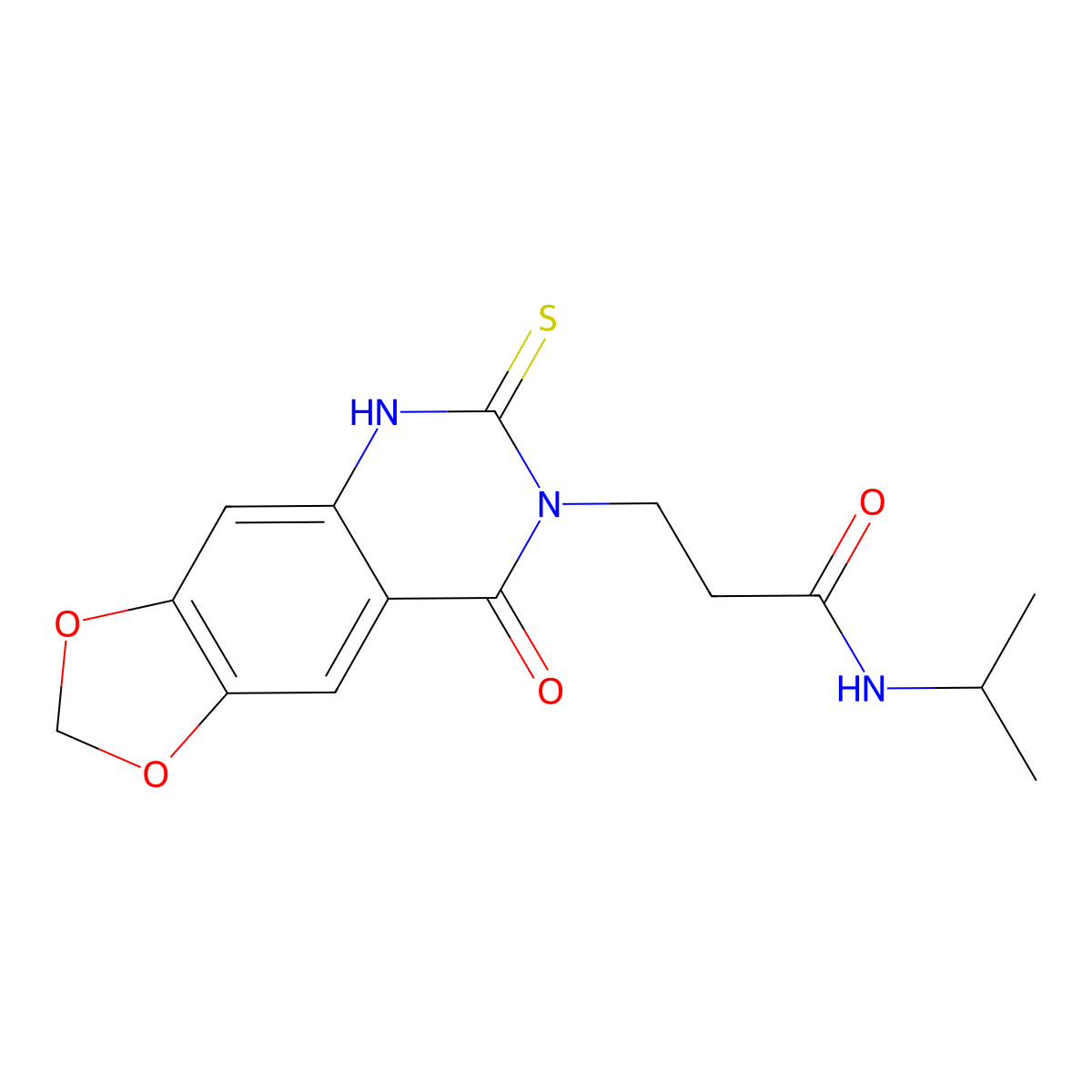 N-isopropyl-3-(8-oxo-6-thioxo-5,6-dihydro-[1,3]dioxolo[4,5-g]quinazolin-7(8H)-yl)propanamide molecular structure, CAS 688054-85-5