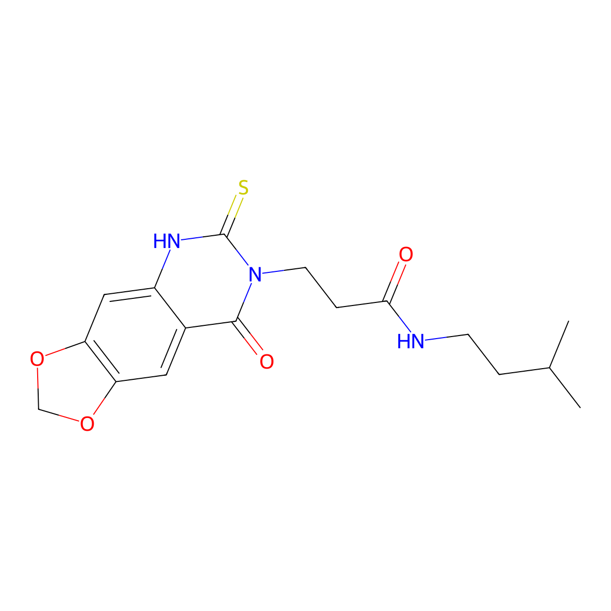 N-isopentyl-3-(8-oxo-6-thioxo-5,6-dihydro-[1,3]dioxolo[4,5-g]quinazolin-7(8H)-yl)propanamide molecular structure, CAS 688054-87-7