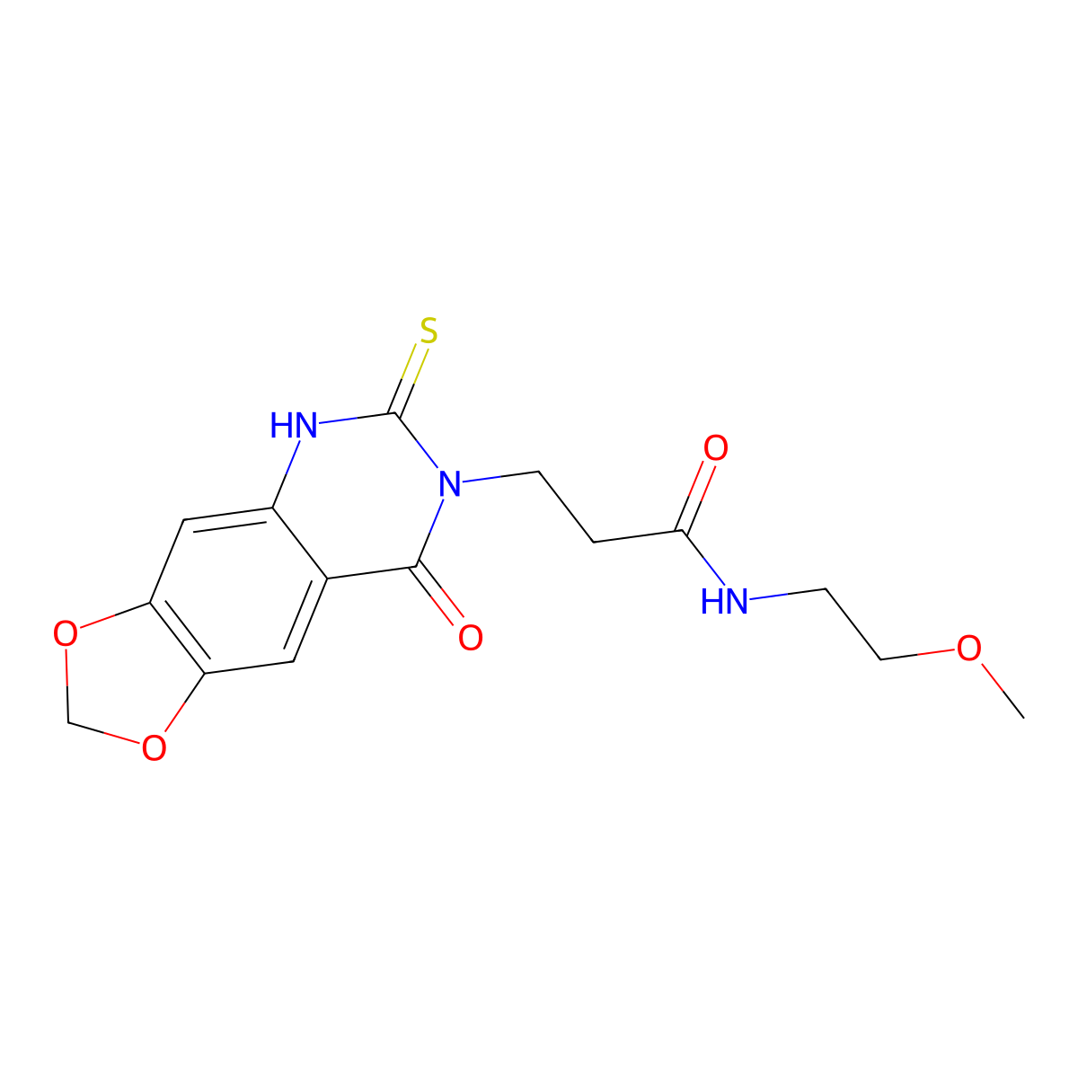 N-(2-methoxyethyl)-3-(8-oxo-6-sulfanylidene-5H-[1,3]dioxolo[4,5-g]quinazolin-7-yl)propanamide molecular structure, CAS 688054-88-8