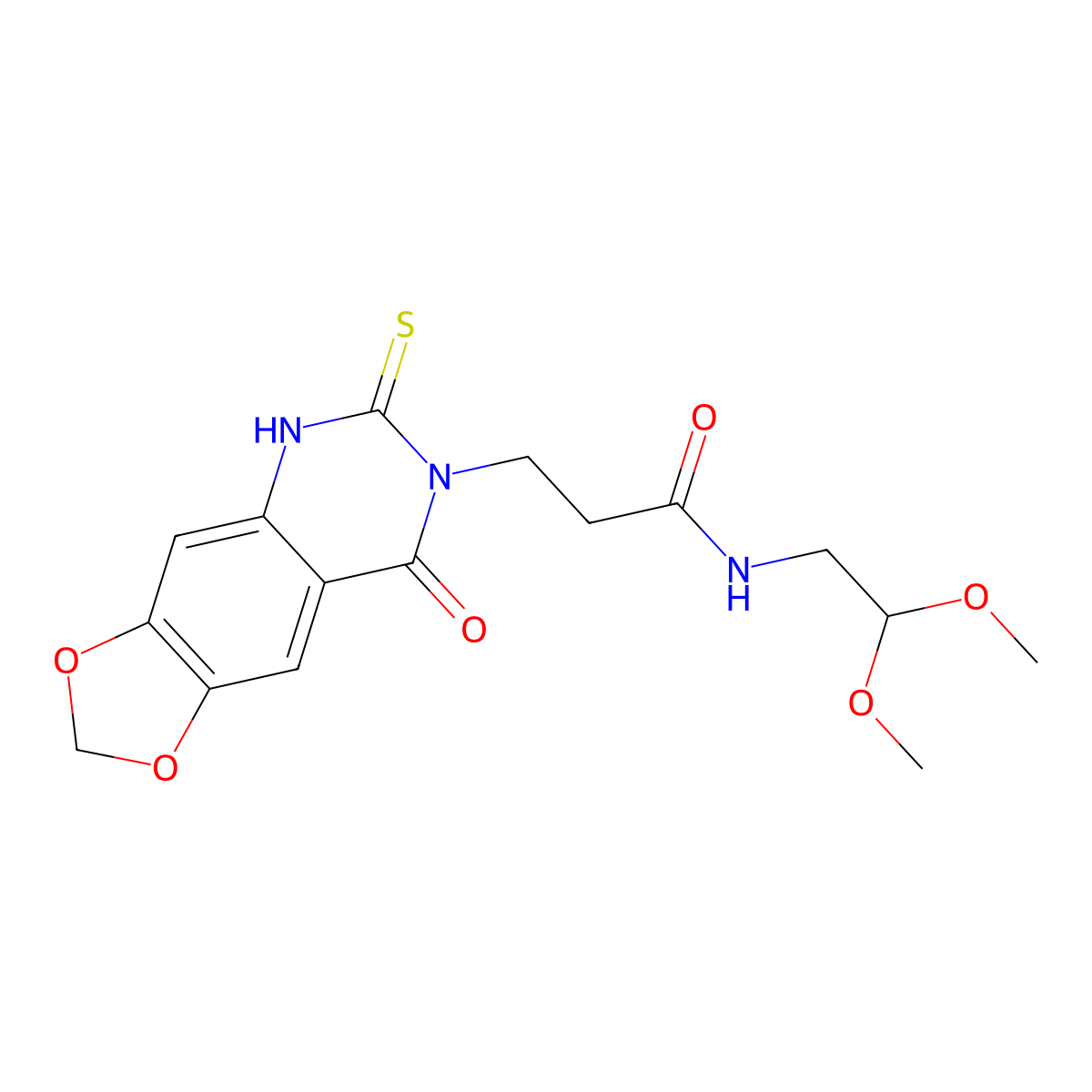 N-(2,2-dimethoxyethyl)-3-(8-oxo-6-sulfanylidene-5H-[1,3]dioxolo[4,5-g]quinazolin-7-yl)propanamide molecular structure, CAS 688054-93-5