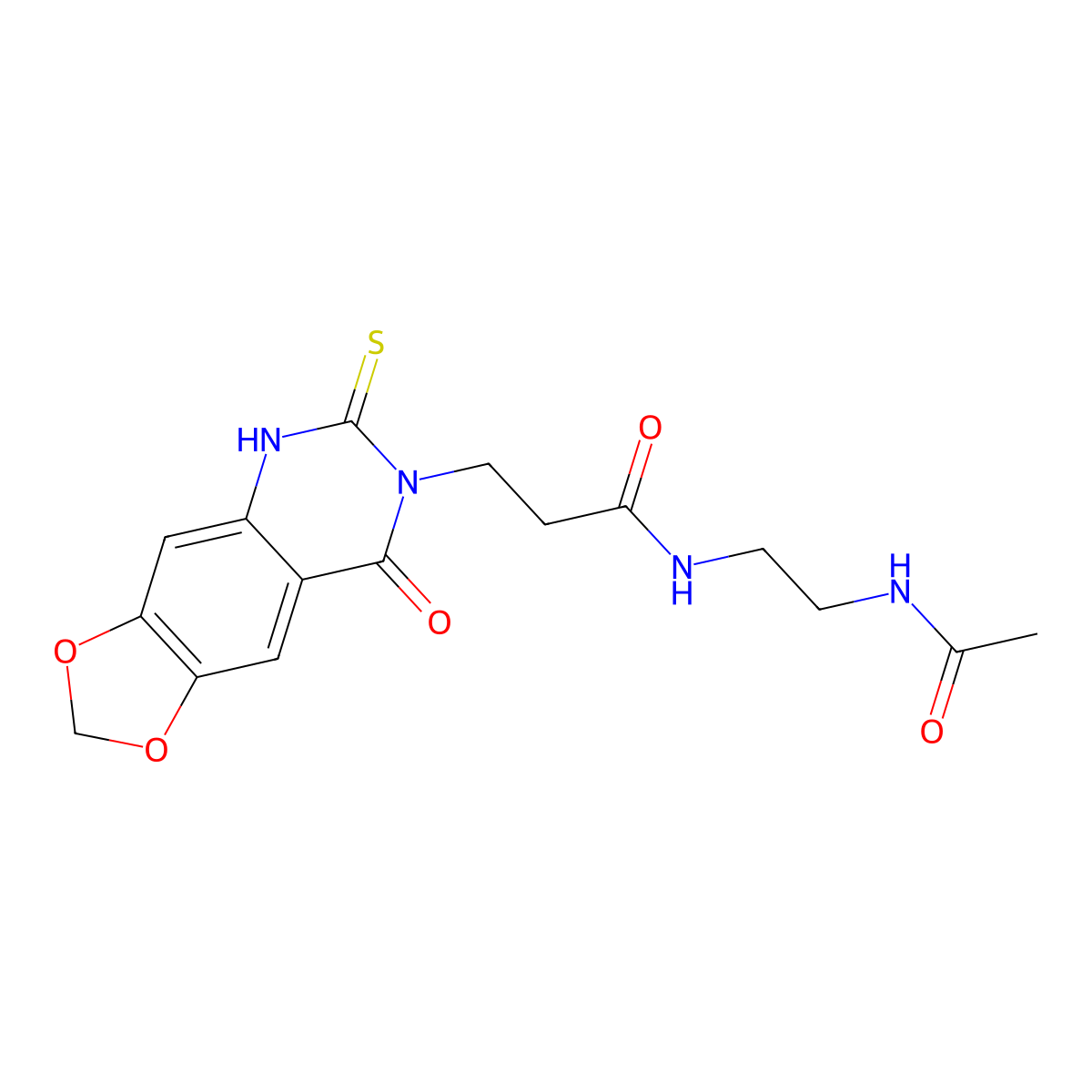 N-(2-acetamidoethyl)-3-(8-oxo-6-sulfanylidene-5H-[1,3]dioxolo[4,5-g]quinazolin-7-yl)propanamide molecular structure, CAS 688054-94-6