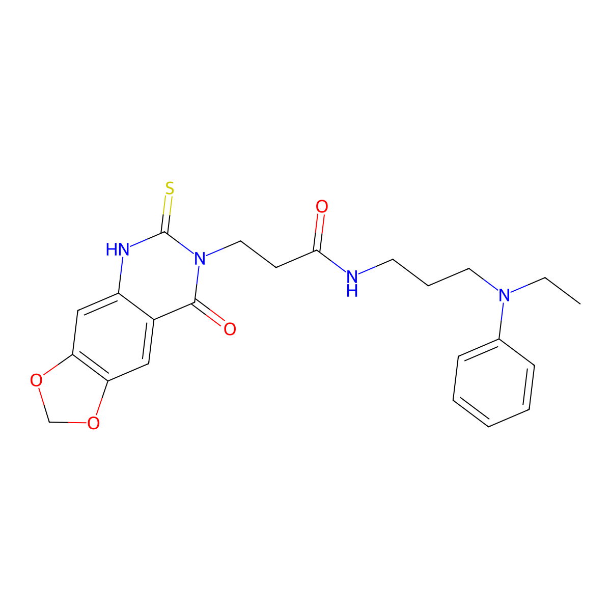 N-[3-(N-ethylanilino)propyl]-3-(8-oxo-6-sulfanylidene-5H-[1,3]dioxolo[4,5-g]quinazolin-7-yl)propanamide molecular structure, CAS 688054-99-1