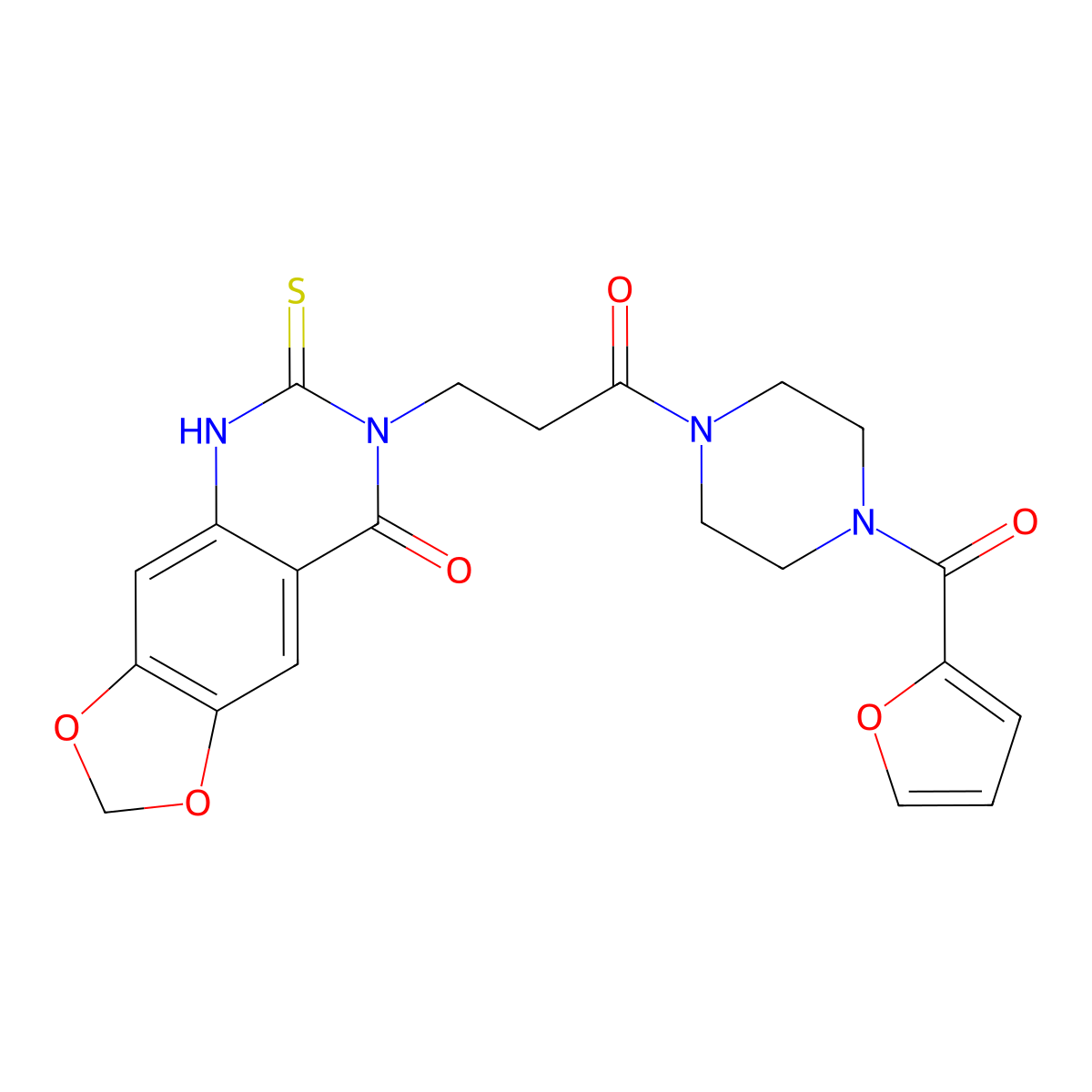 7-(3-(4-(furan-2-carbonyl)piperazin-1-yl)-3-oxopropyl)-6-thioxo-6,7-dihydro-[1,3]dioxolo[4,5-g]quinazolin-8(5H)-one molecular structure, CAS 688055-08-5