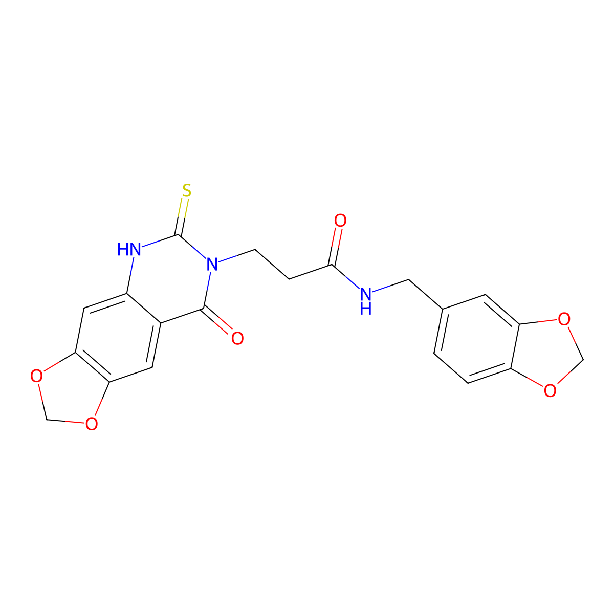 N-(1,3-benzodioxol-5-ylmethyl)-3-(8-oxo-6-sulfanylidene-5H-[1,3]dioxolo[4,5-g]quinazolin-7-yl)propanamide molecular structure, CAS 688055-14-3