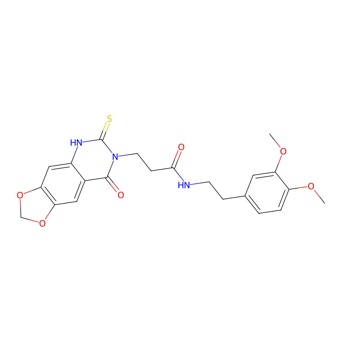 N-[2-(3,4-dimethoxyphenyl)ethyl]-3-(8-oxo-6-sulfanylidene-5H-[1,3]dioxolo[4,5-g]quinazolin-7-yl)propanamide molecular structure, CAS 688055-18-7