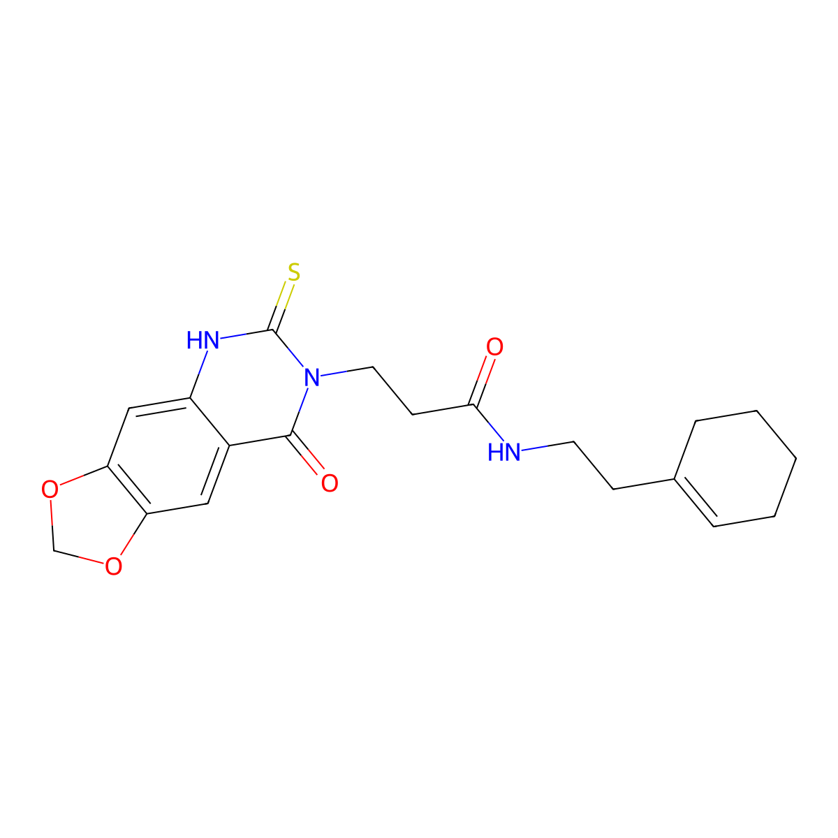 N-[2-(cyclohexen-1-yl)ethyl]-3-(8-oxo-6-sulfanylidene-5H-[1,3]dioxolo[4,5-g]quinazolin-7-yl)propanamide molecular structure, CAS 688055-20-1
