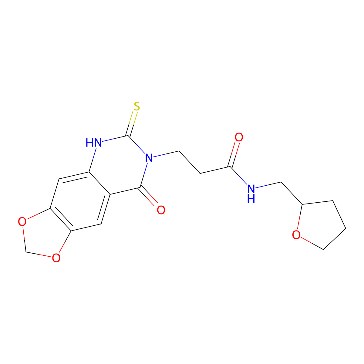N-(oxolan-2-ylmethyl)-3-(8-oxo-6-sulfanylidene-5H-[1,3]dioxolo[4,5-g]quinazolin-7-yl)propanamide molecular structure, CAS 688055-23-4