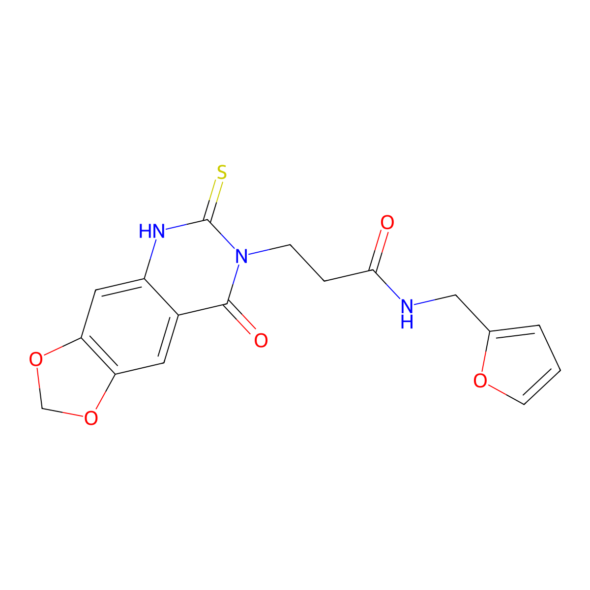 N-(furan-2-ylmethyl)-3-(8-oxo-6-sulfanylidene-5H-[1,3]dioxolo[4,5-g]quinazolin-7-yl)propanamide molecular structure, CAS 688055-24-5
