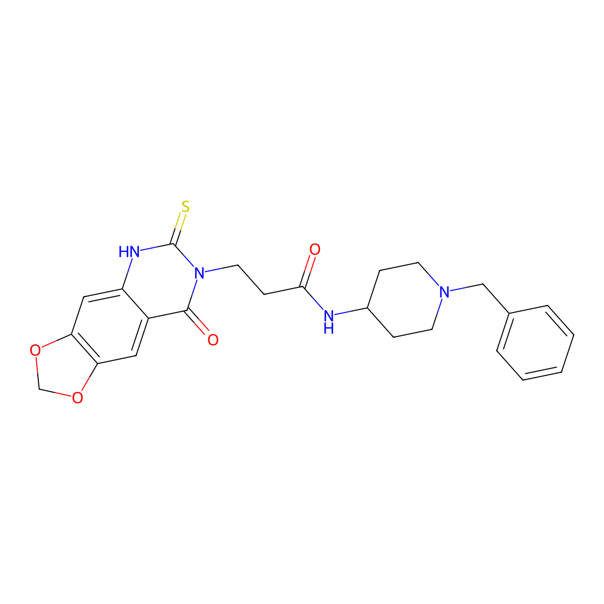 N-(1-benzylpiperidin-4-yl)-3-(8-oxo-6-thioxo-5,6-dihydro-[1,3]dioxolo[4,5-g]quinazolin-7(8H)-yl)propanamide molecular structure, CAS 688055-29-0