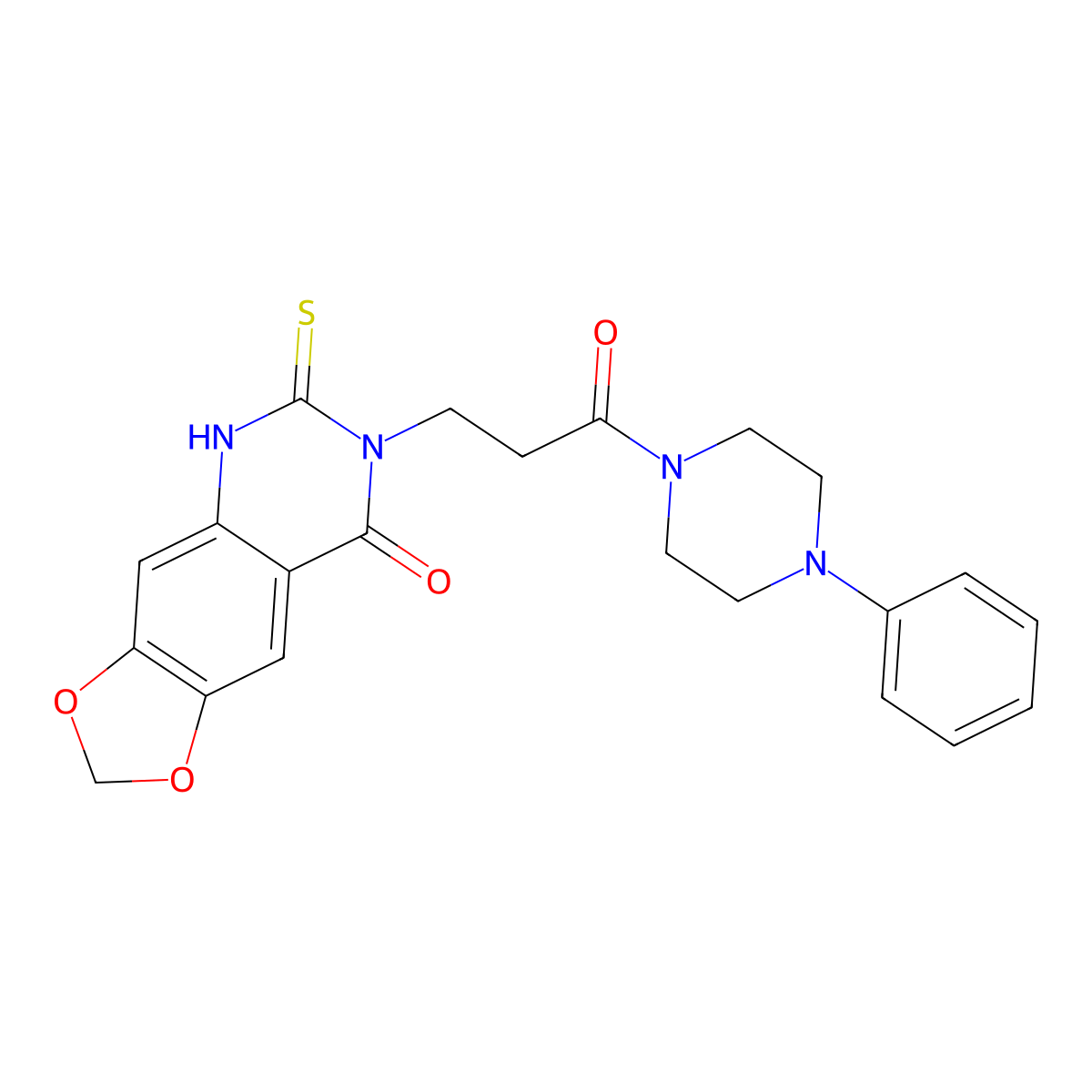 7-[3-oxo-3-(4-phenylpiperazin-1-yl)propyl]-6-sulfanylidene-5H-[1,3]dioxolo[4,5-g]quinazolin-8-one molecular structure, CAS 688055-31-4
