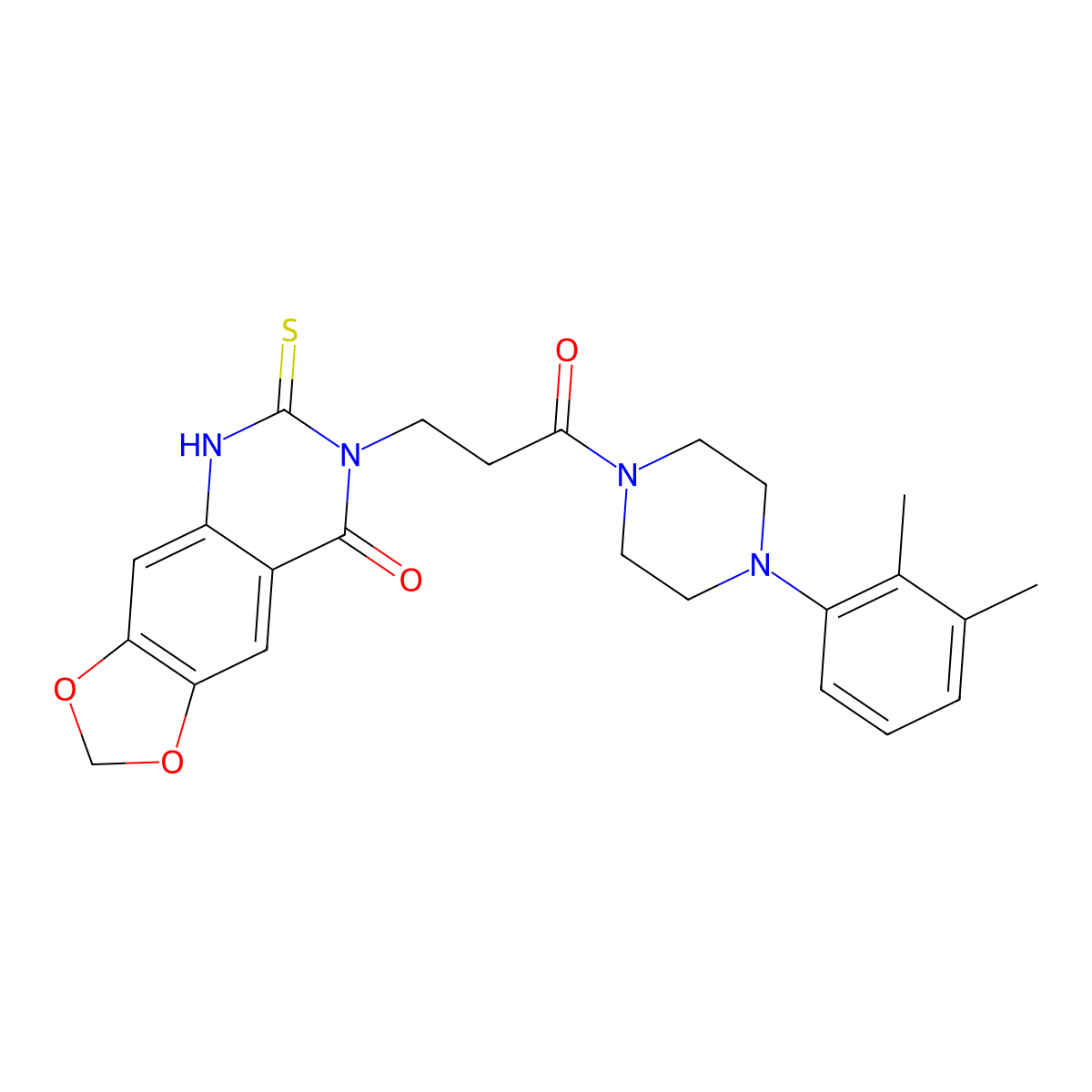 7-[3-[4-(2,3-dimethylphenyl)piperazin-1-yl]-3-oxopropyl]-6-sulfanylidene-5H-[1,3]dioxolo[4,5-g]quinazolin-8-one molecular structure, CAS 688055-33-6