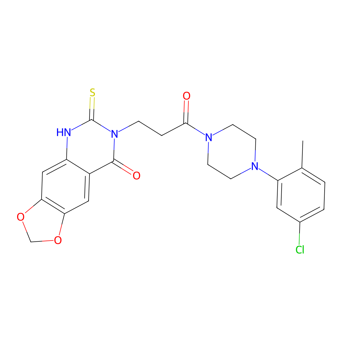 7-[3-[4-(5-chloro-2-methylphenyl)piperazin-1-yl]-3-oxopropyl]-6-sulfanylidene-5H-[1,3]dioxolo[4,5-g]quinazolin-8-one molecular structure, CAS 688055-35-8