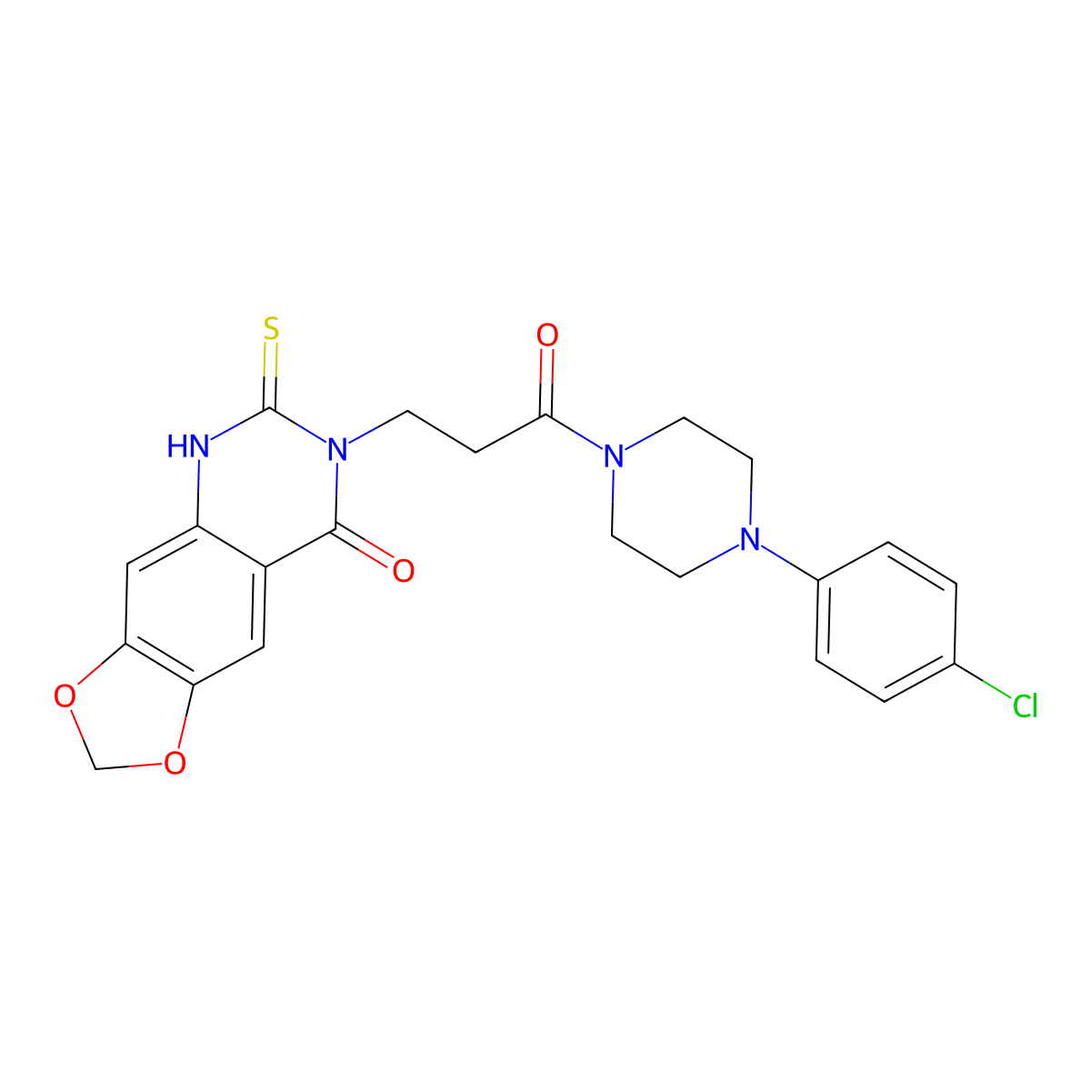 7-[3-[4-(4-chlorophenyl)piperazin-1-yl]-3-oxopropyl]-6-sulfanylidene-5H-[1,3]dioxolo[4,5-g]quinazolin-8-one molecular structure, CAS 688055-39-2