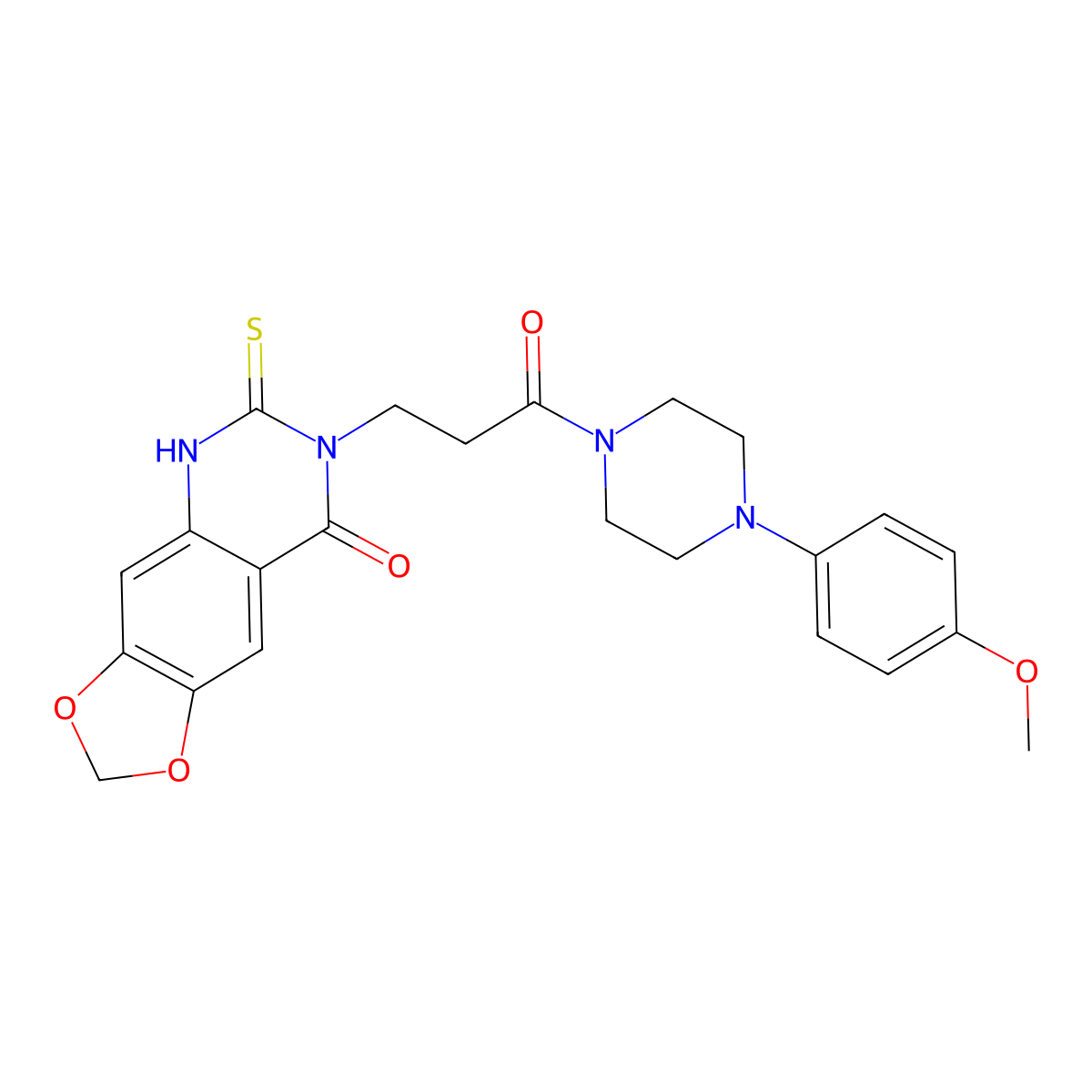 7-[3-[4-(4-methoxyphenyl)piperazin-1-yl]-3-oxopropyl]-6-sulfanylidene-5H-[1,3]dioxolo[4,5-g]quinazolin-8-one molecular structure, CAS 688055-40-5
