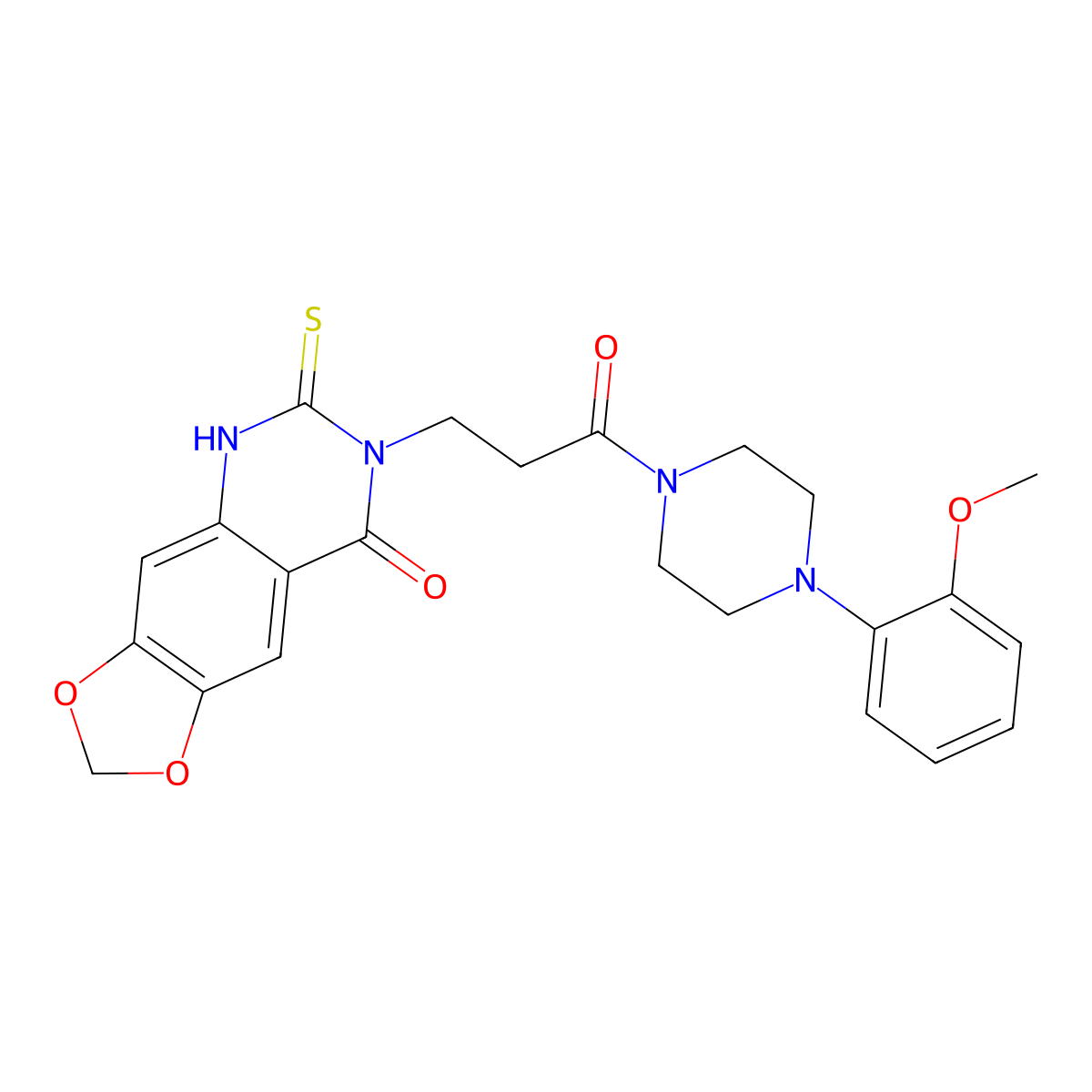 7-[3-[4-(2-methoxyphenyl)piperazin-1-yl]-3-oxopropyl]-6-sulfanylidene-5H-[1,3]dioxolo[4,5-g]quinazolin-8-one molecular structure, CAS 688055-42-7