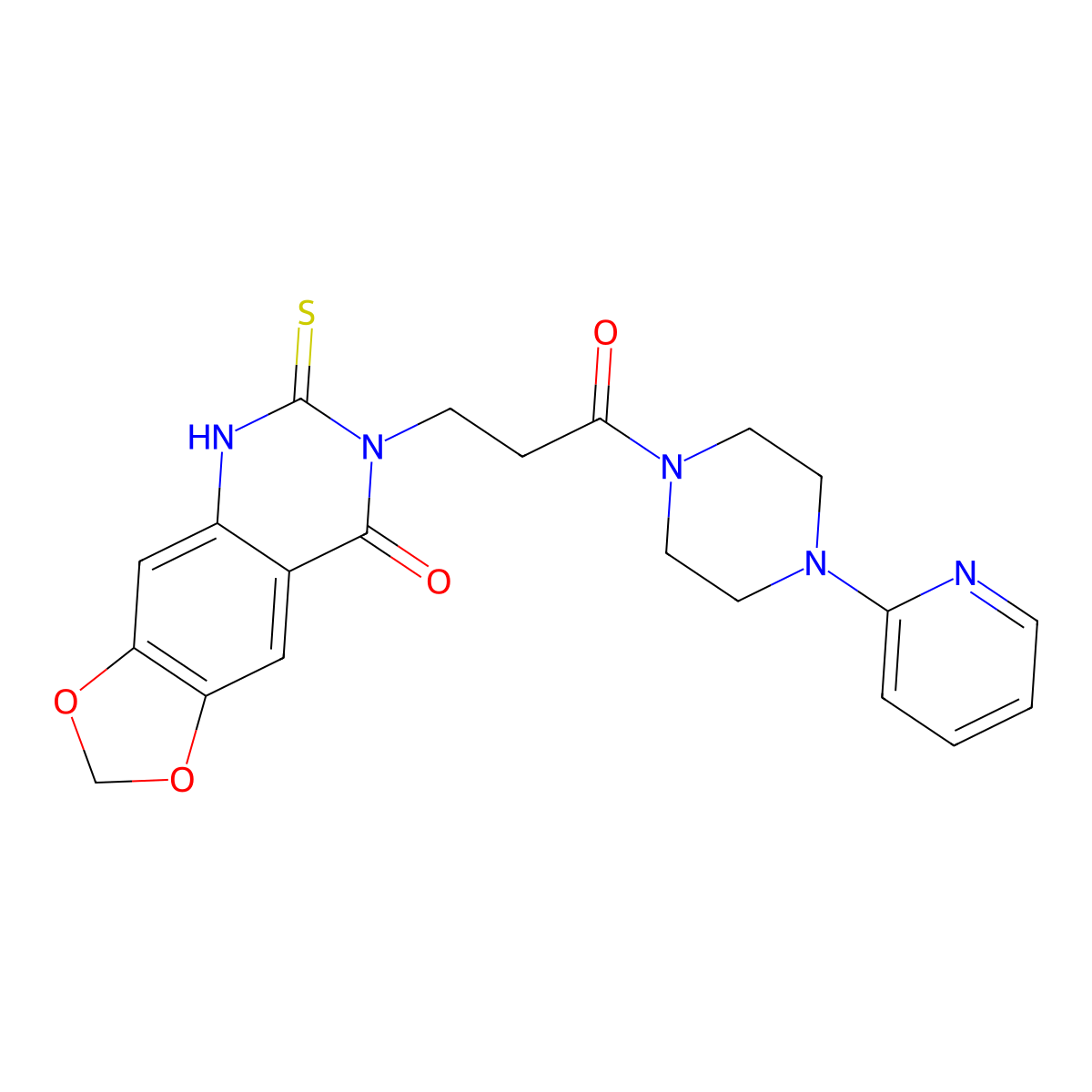 7-(3-oxo-3-(4-(pyridin-2-yl)piperazin-1-yl)propyl)-6-thioxo-6,7-dihydro-[1,3]dioxolo[4,5-g]quinazolin-8(5H)-one molecular structure, CAS 688055-44-9