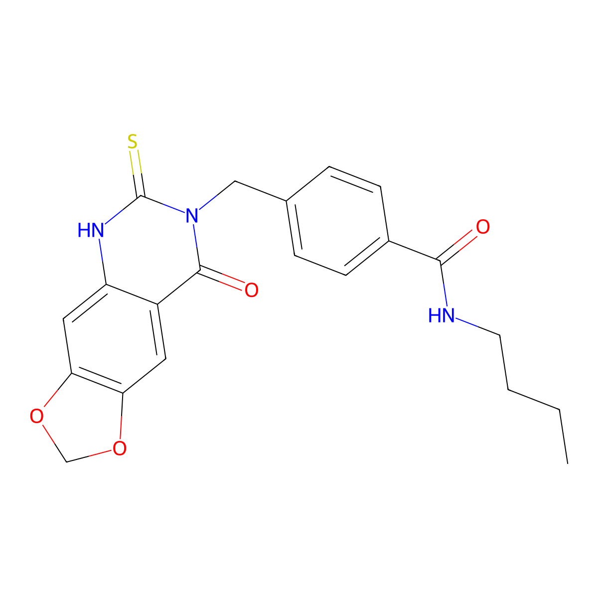 N-butyl-4-[(8-oxo-6-sulfanylidene-5H-[1,3]dioxolo[4,5-g]quinazolin-7-yl)methyl]benzamide molecular structure, CAS 688055-47-2