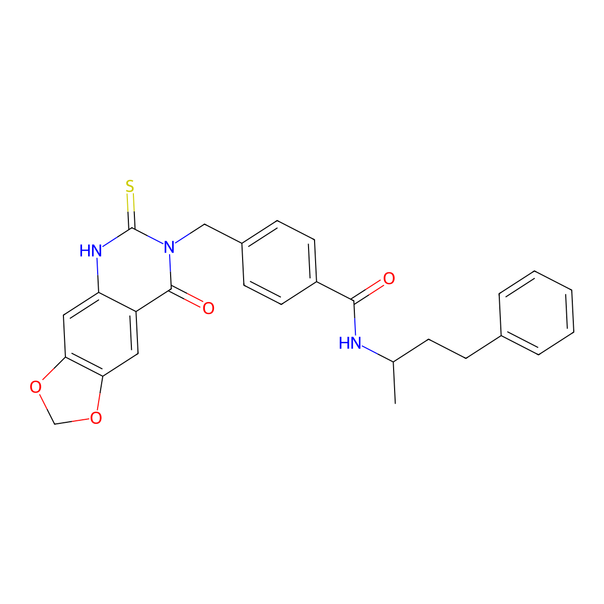 4-[(8-oxo-6-sulfanylidene-5H-[1,3]dioxolo[4,5-g]quinazolin-7-yl)methyl]-N-(4-phenylbutan-2-yl)benzamide molecular structure, CAS 688055-50-7