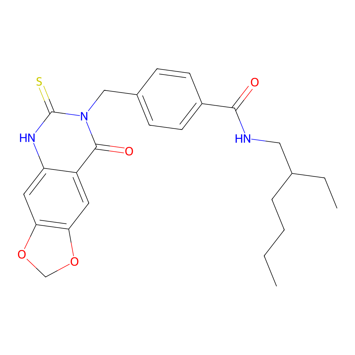 N-(2-ethylhexyl)-4-[(8-oxo-6-sulfanylidene-5H-[1,3]dioxolo[4,5-g]quinazolin-7-yl)methyl]benzamide molecular structure, CAS 688055-51-8