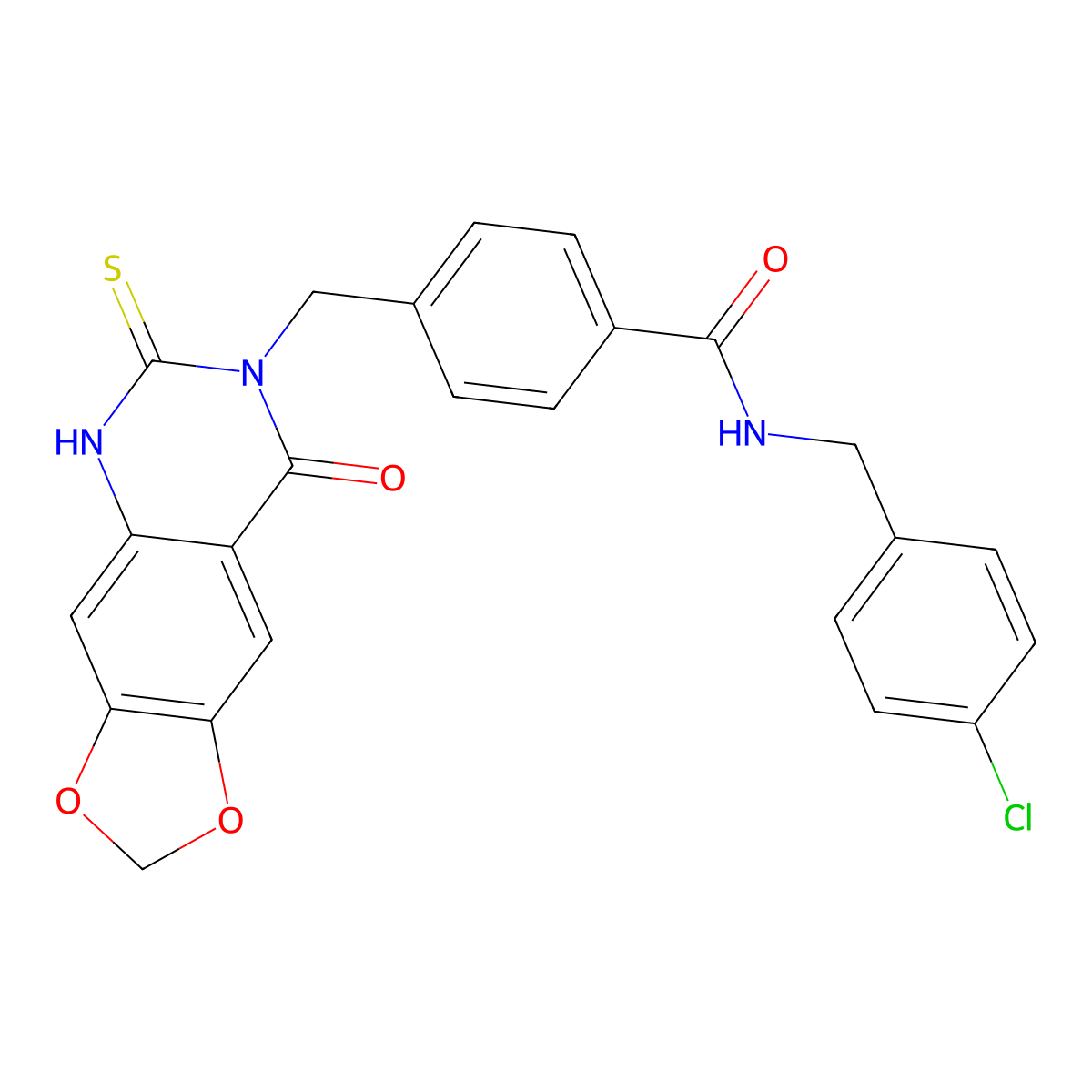 N-[(4-chlorophenyl)methyl]-4-[(8-oxo-6-sulfanylidene-5H-[1,3]dioxolo[4,5-g]quinazolin-7-yl)methyl]benzamide molecular structure, CAS 688055-71-2