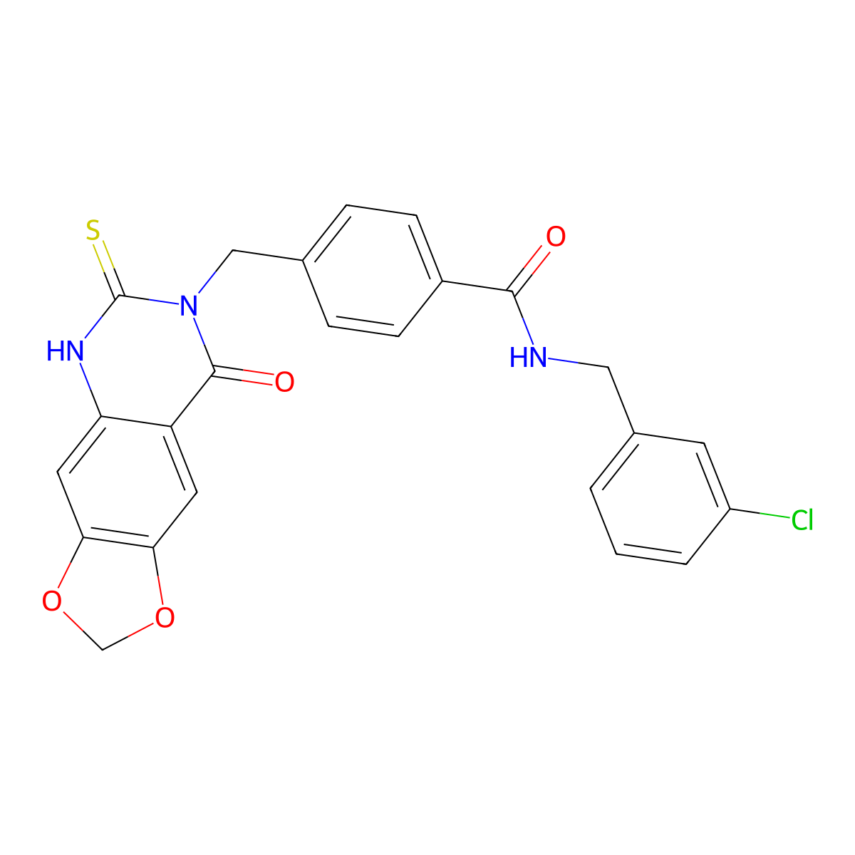 N-[(3-chlorophenyl)methyl]-4-[(8-oxo-6-sulfanylidene-5H-[1,3]dioxolo[4,5-g]quinazolin-7-yl)methyl]benzamide molecular structure, CAS 688055-72-3