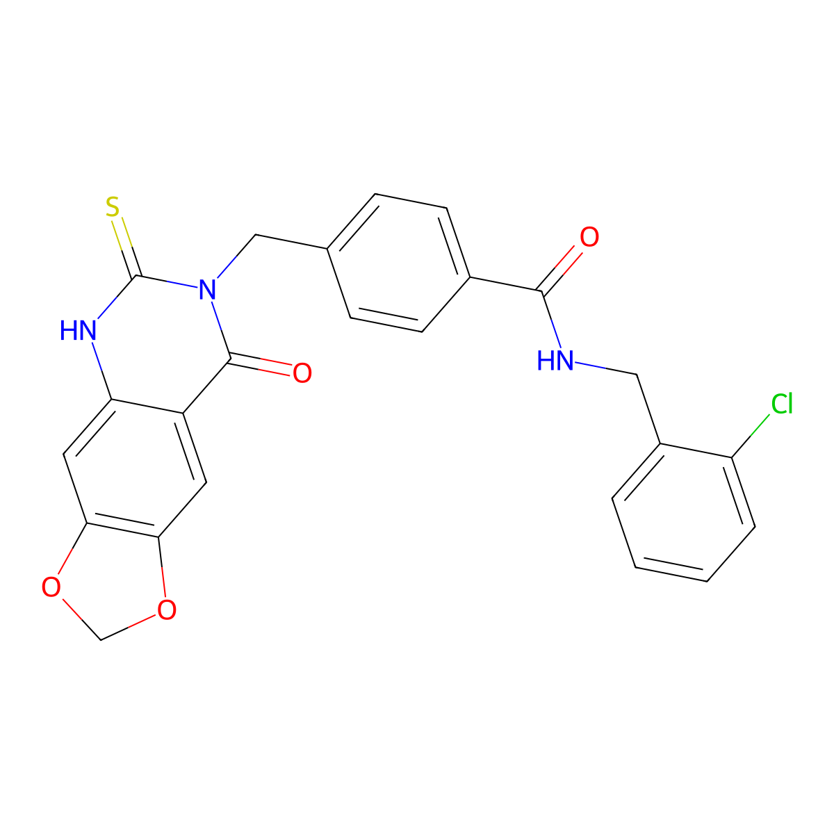 N-[(2-chlorophenyl)methyl]-4-[(8-oxo-6-sulfanylidene-5H-[1,3]dioxolo[4,5-g]quinazolin-7-yl)methyl]benzamide molecular structure, CAS 688055-73-4