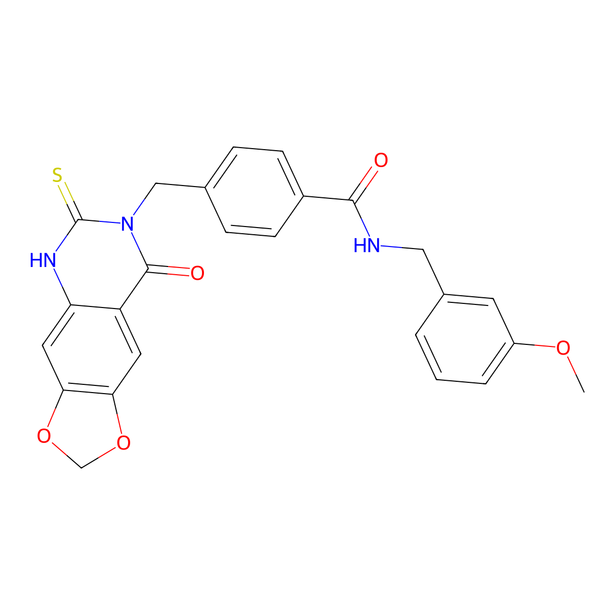 N-[(3-methoxyphenyl)methyl]-4-[(8-oxo-6-sulfanylidene-5H-[1,3]dioxolo[4,5-g]quinazolin-7-yl)methyl]benzamide molecular structure, CAS 688055-74-5
