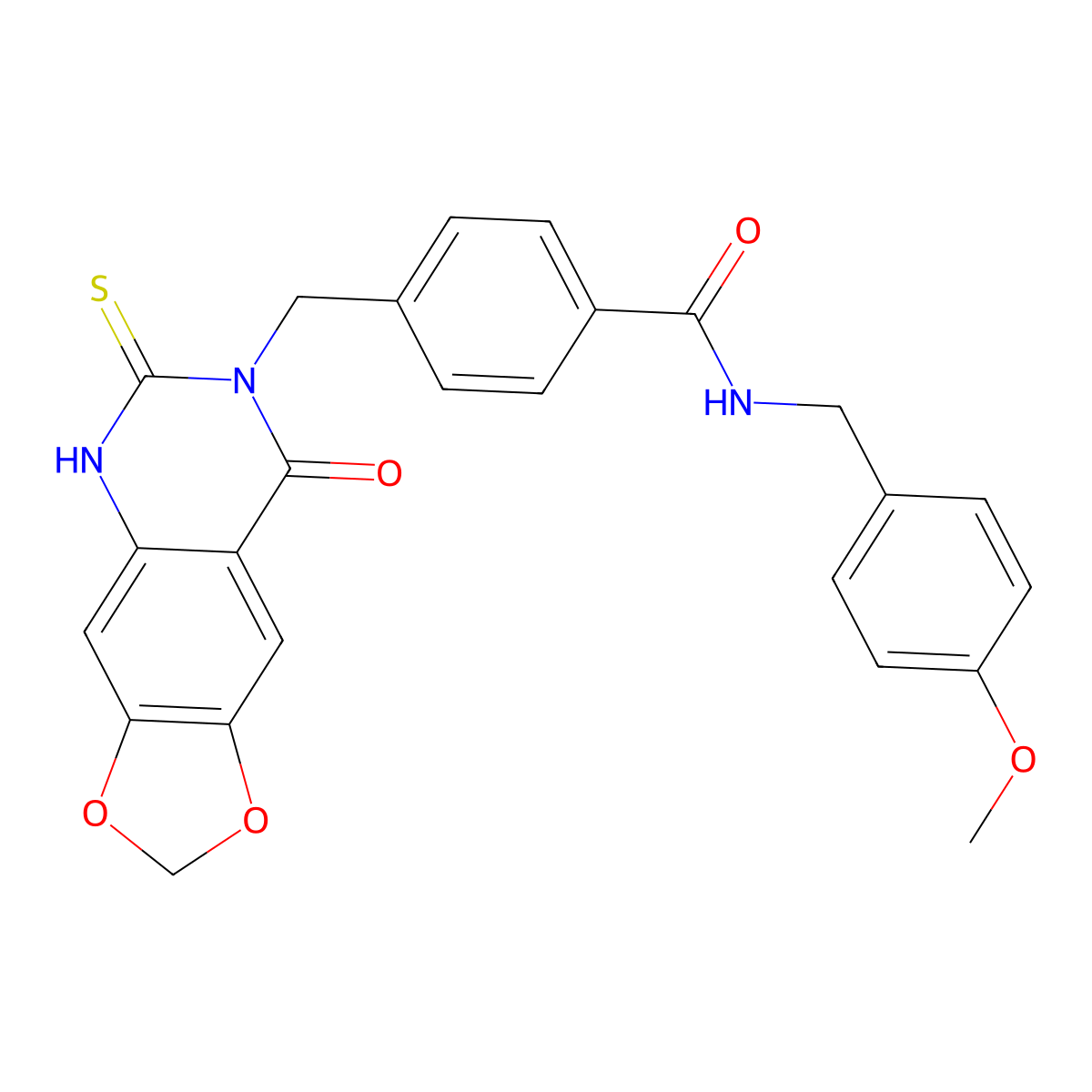 N-[(4-methoxyphenyl)methyl]-4-[(8-oxo-6-sulfanylidene-5H-[1,3]dioxolo[4,5-g]quinazolin-7-yl)methyl]benzamide molecular structure, CAS 688055-75-6